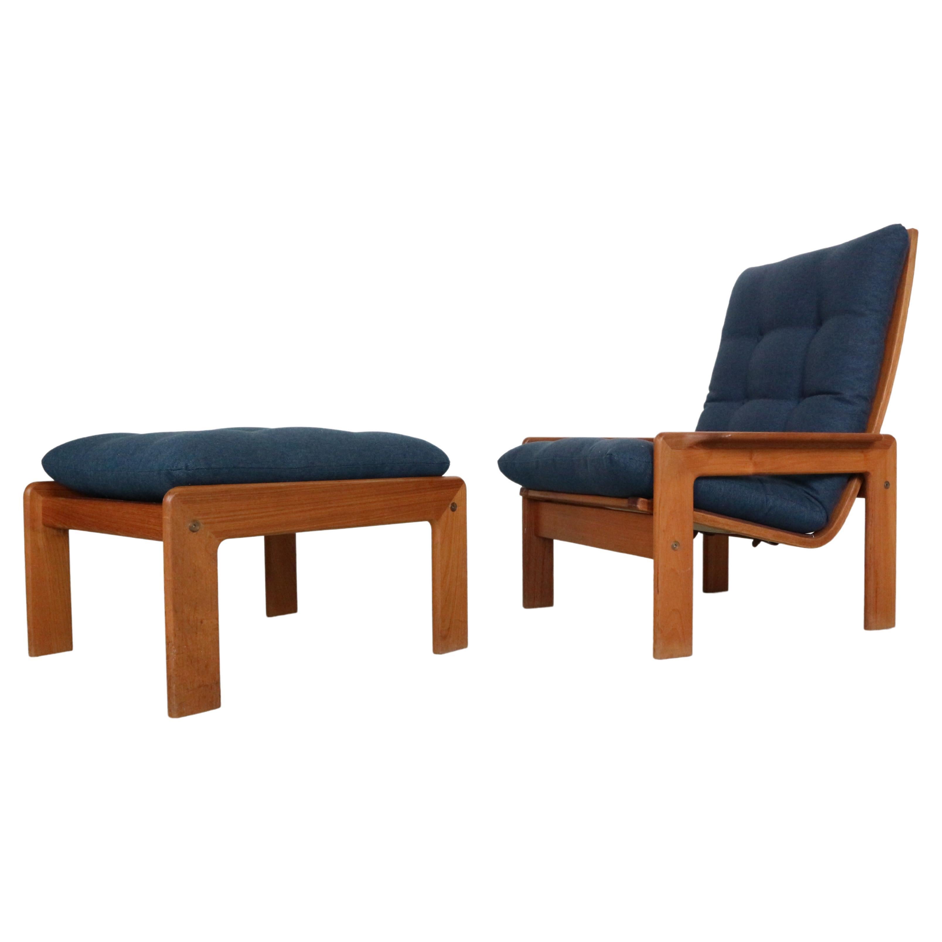 Mid- Century Modern EMC Møbler Teak Easy Lounge Chair & Ottoman, Denmark For Sale