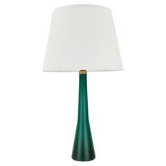 Mid Century Modern Emerald Glass Table Lamp 1960s