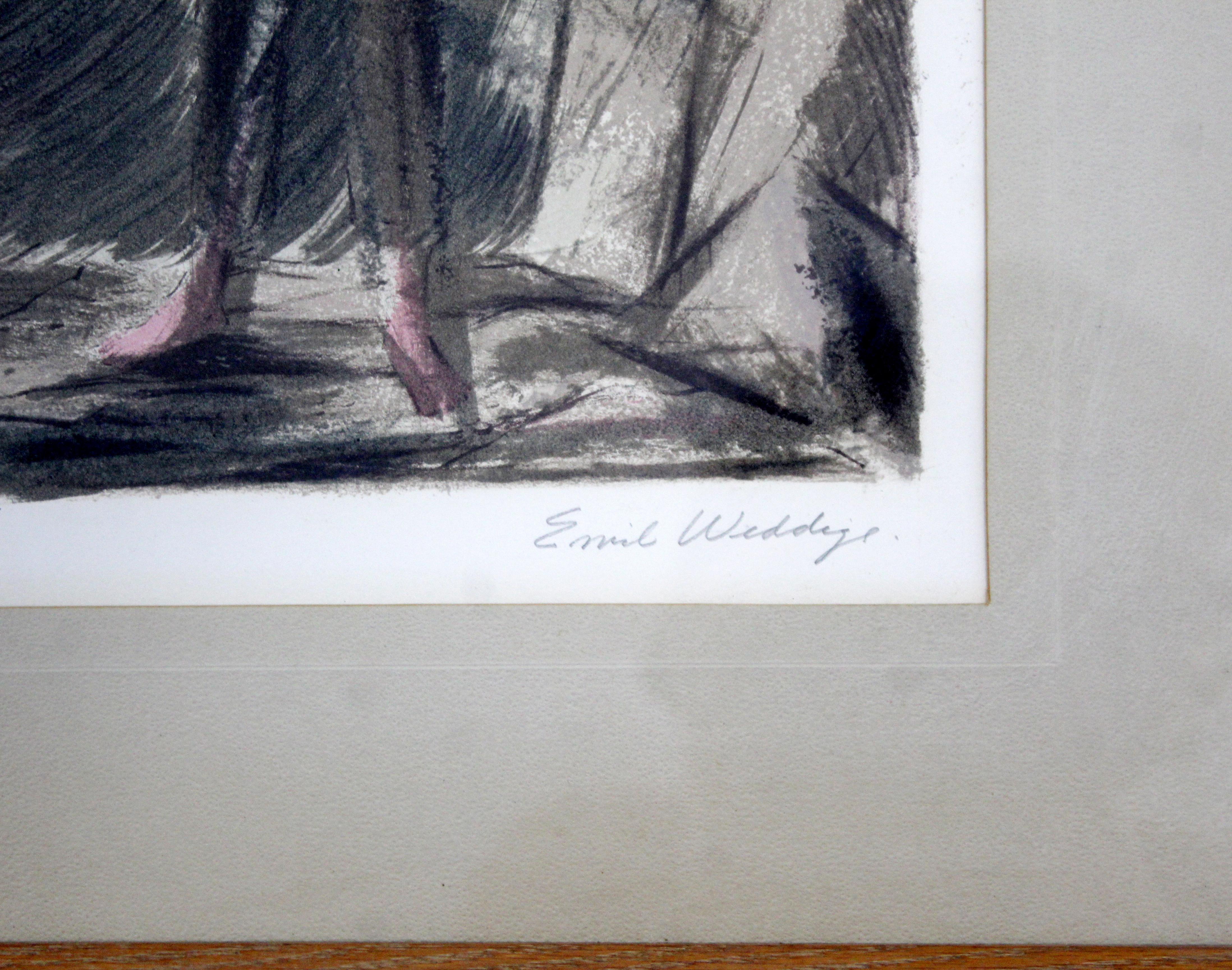 Paper Mid-Century Modern Emil Weddige Framed Signed Lithograph Blue Sea 14/25