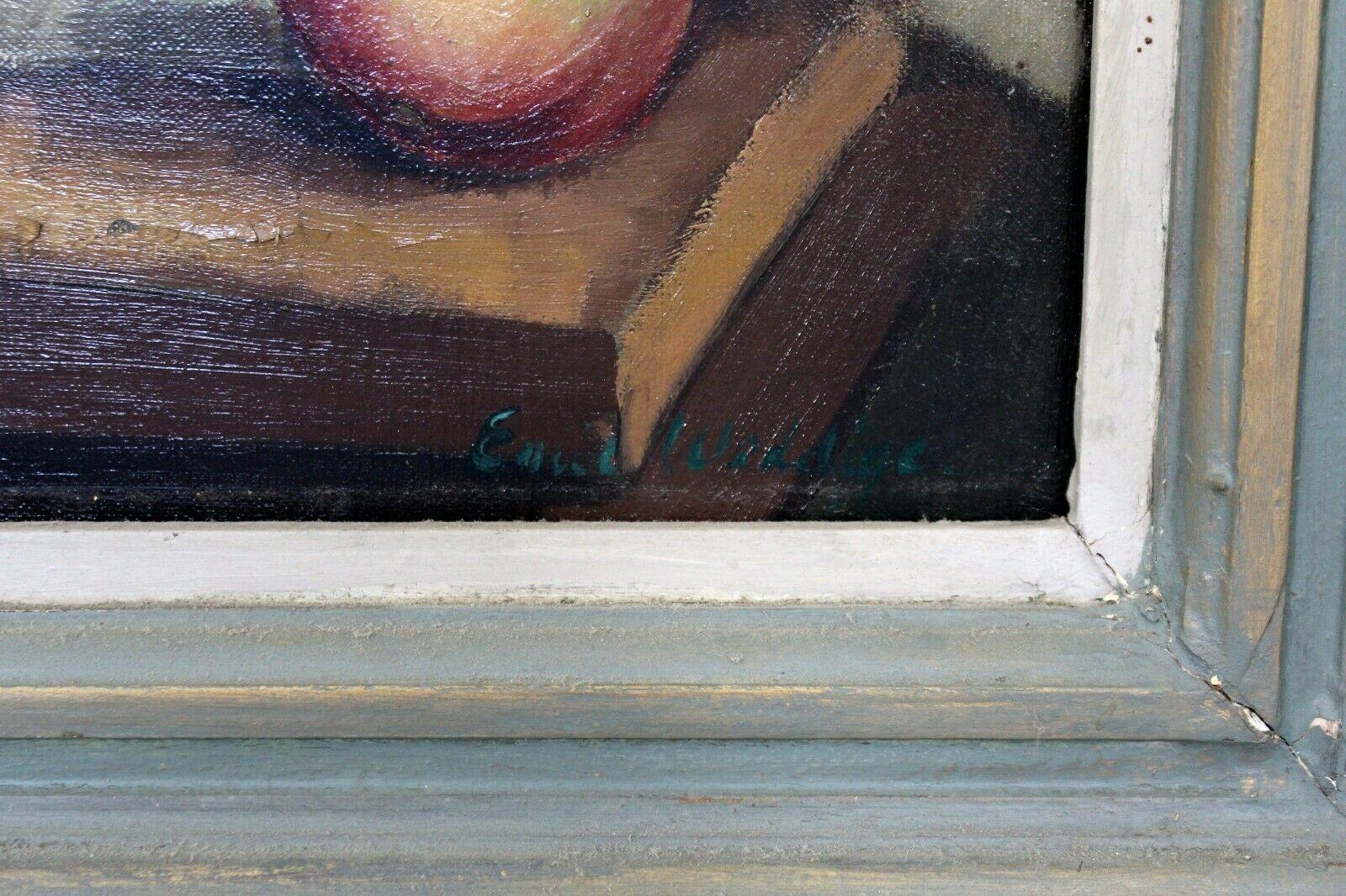 Mid-Century Modern Emil Weddige Framed Signed Oil Painting Still Life 1