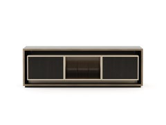 Mid-Century modern Empire Tv Cabinet made with walnut, brass and glass, Handmade