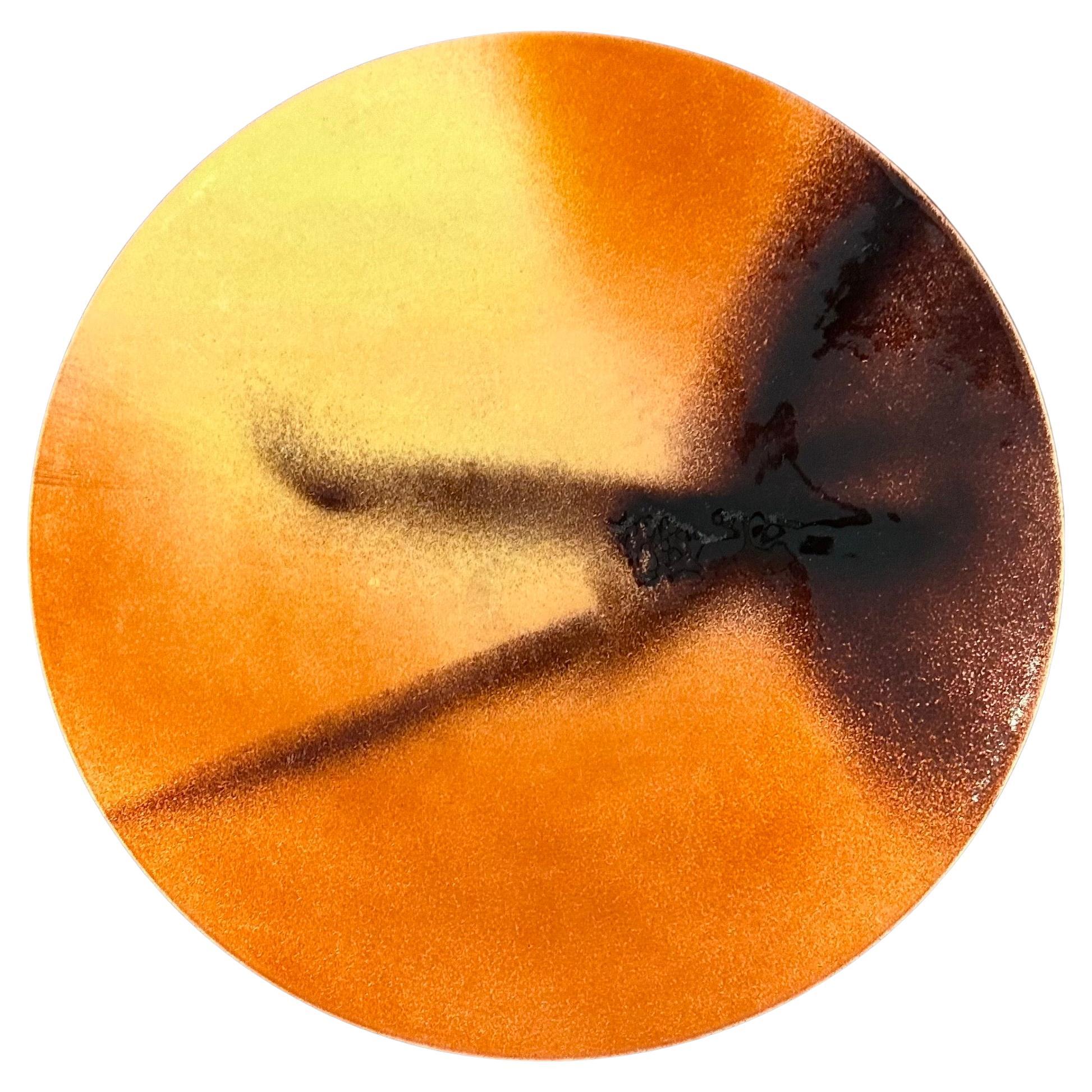 Piastra firmata con smalto astratto su rame della modernità di metà secolo