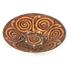 Mid-Century Modern Enamel and Sterling Silver Centerpiece Bowl