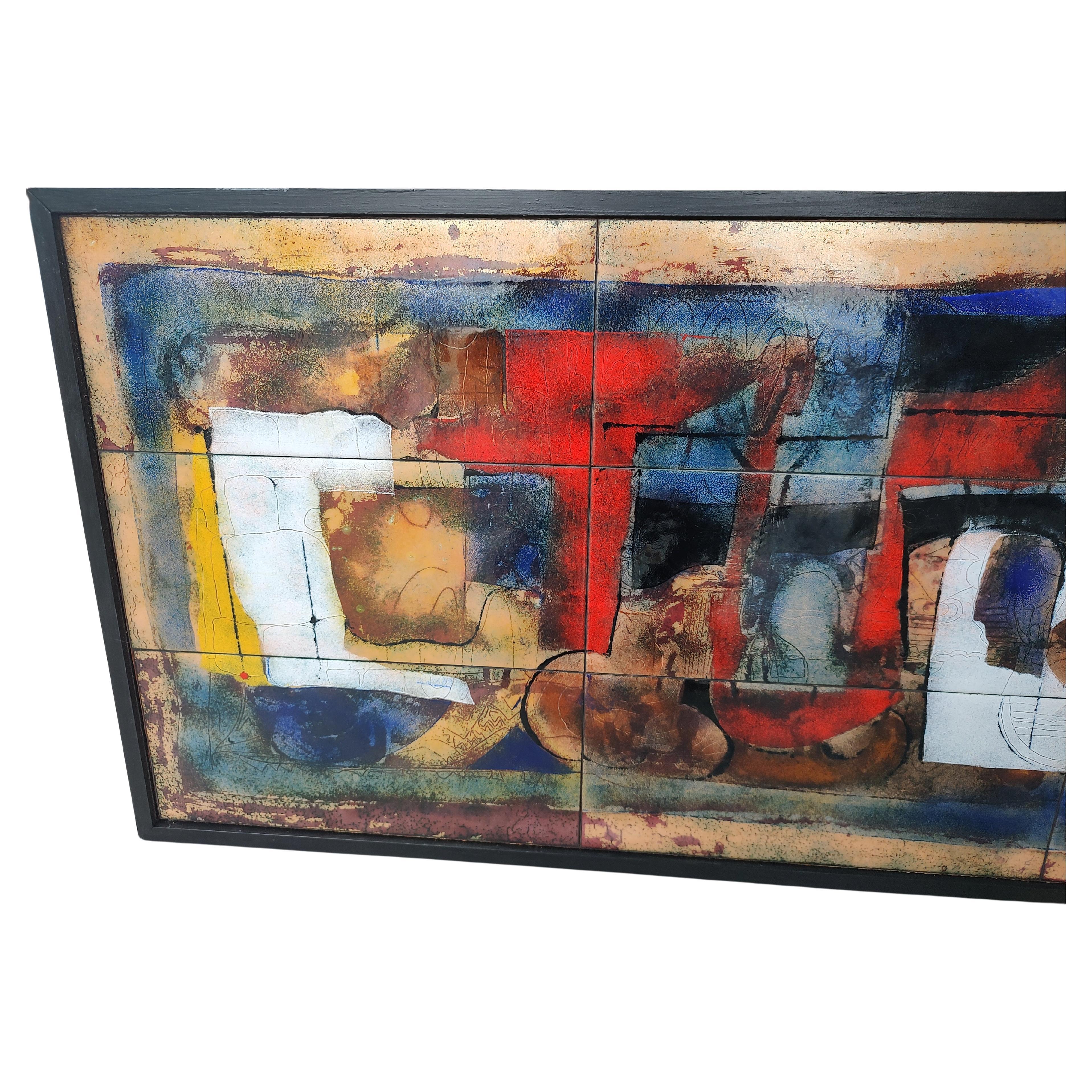 Italian Mid Century Modern Enamel on Copper Framed Sculpture by Giorgio Mussoni C1960 For Sale