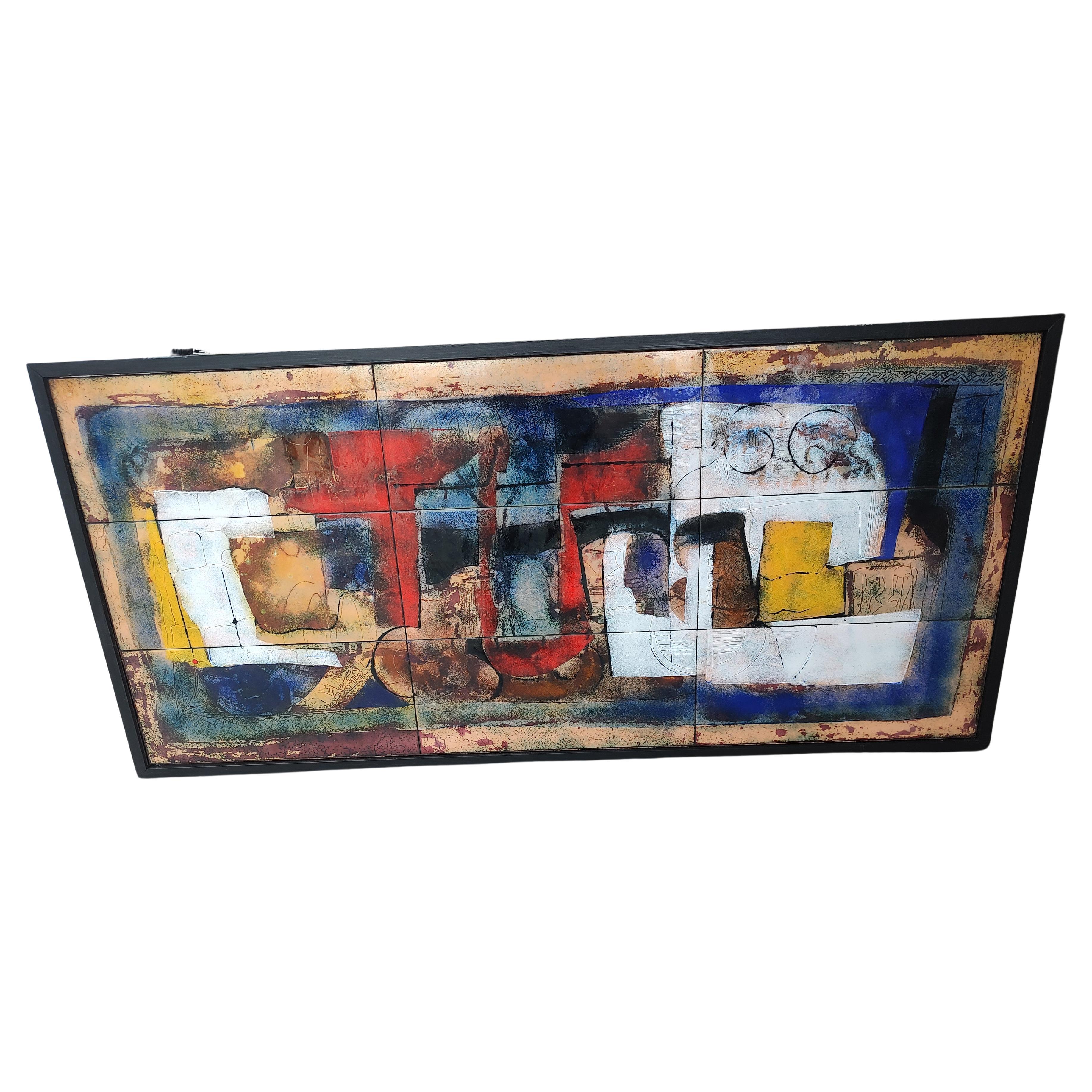 Mid Century Modern Enamel on Copper Framed Sculpture by Giorgio Mussoni C1960 For Sale