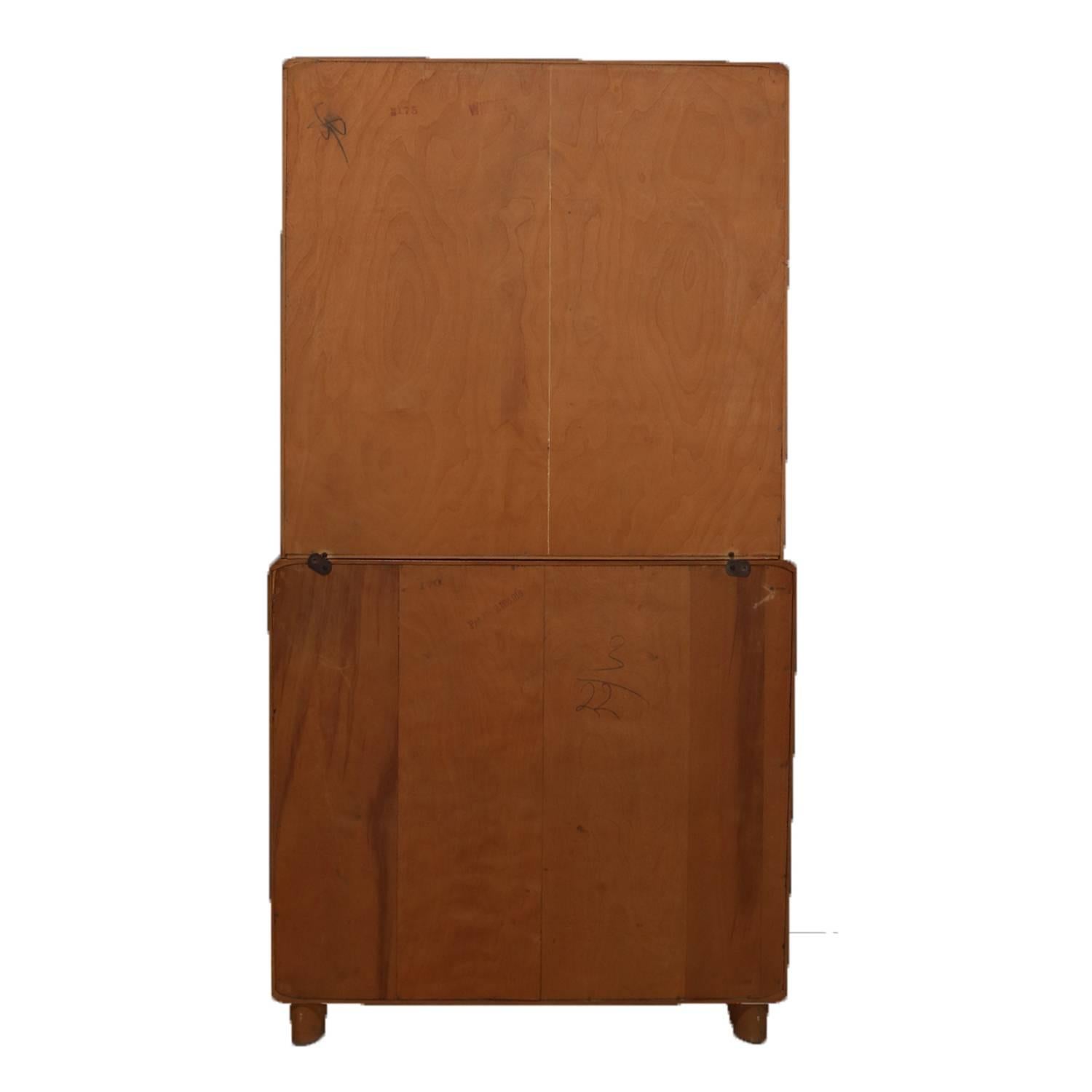 American Mid-Century Modern Encore Step Back Cupboard by Heywood Wakefield, Wheat, 20th C