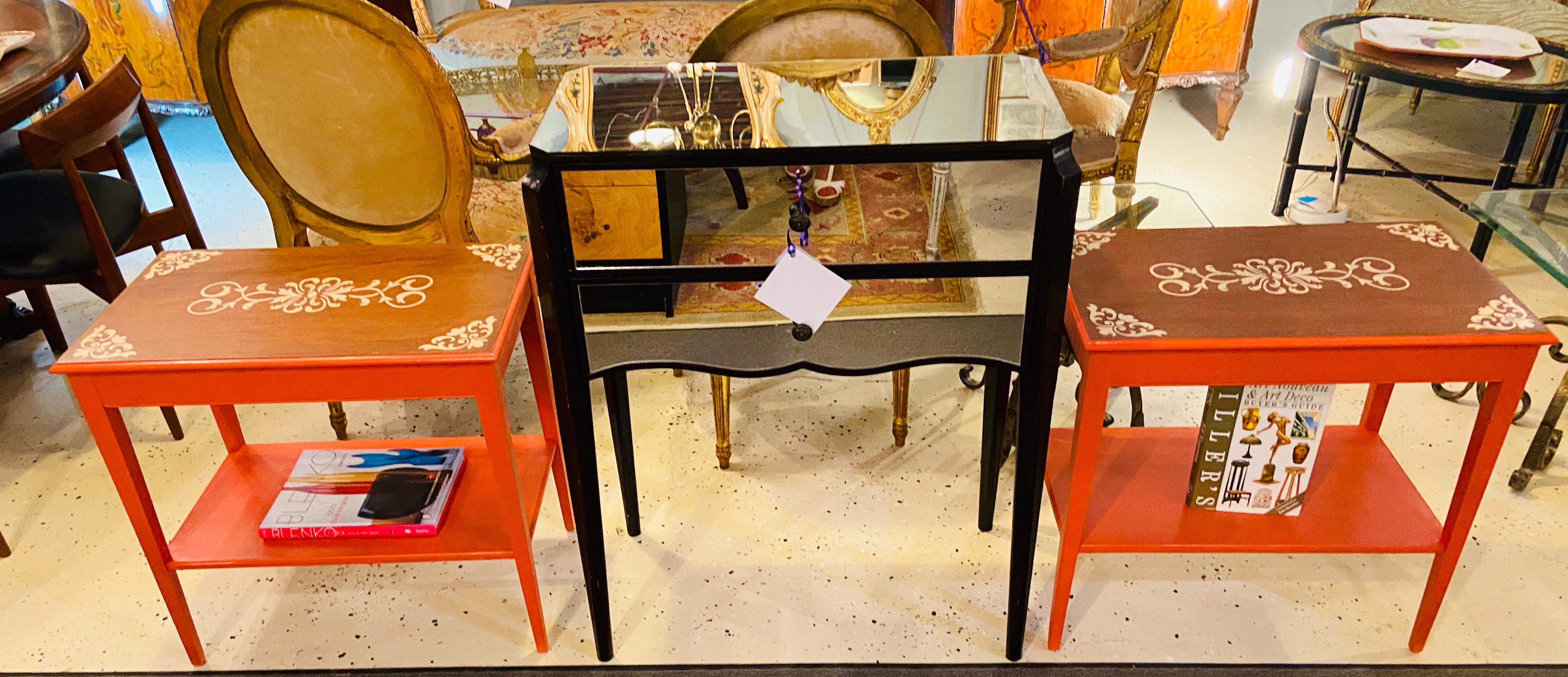 Table d'extrémité:: table de nuit:: lampe ou table d'appoint moderne du milieu du siècle:: peinte:: une paire en vente 8