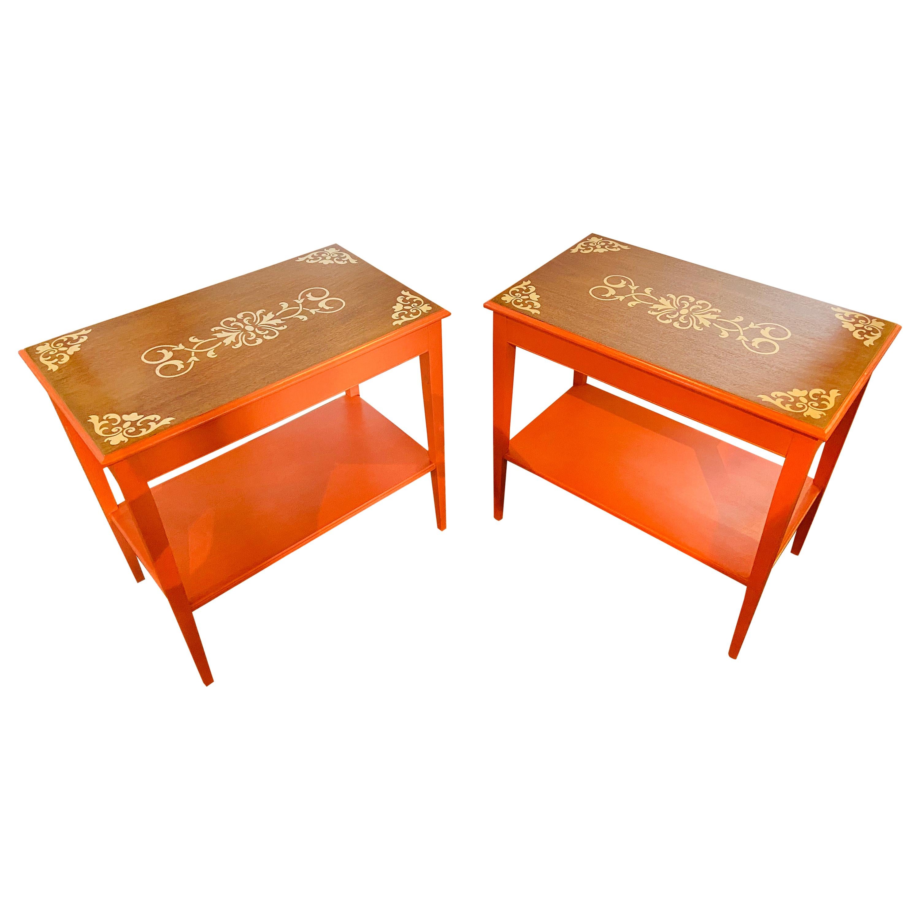 Mid-Century Modern End Table, Night, Lamp, or Side Table, Painted, a Pair