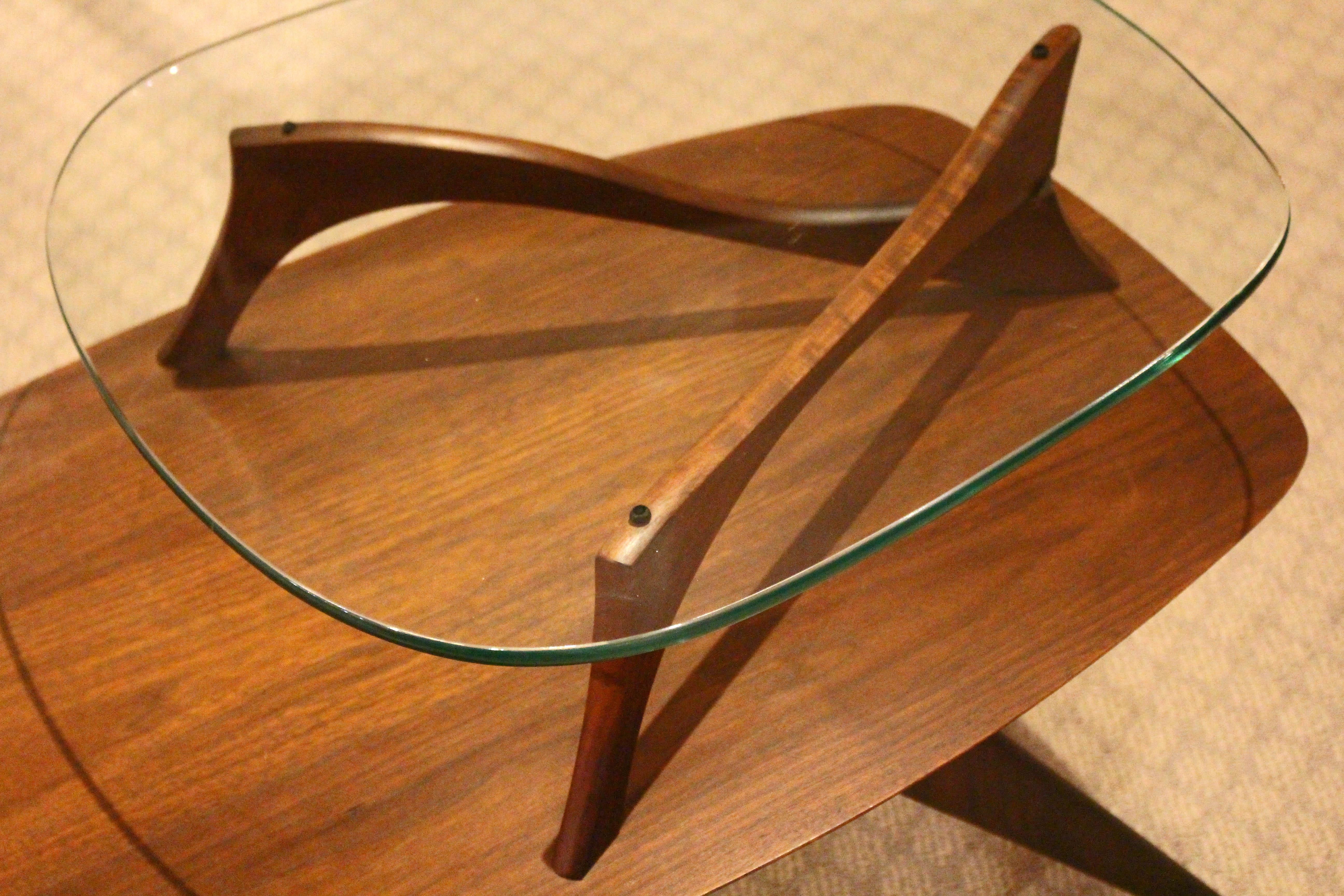 20th Century Mid-Century Modern End Table of Walnut and Glass