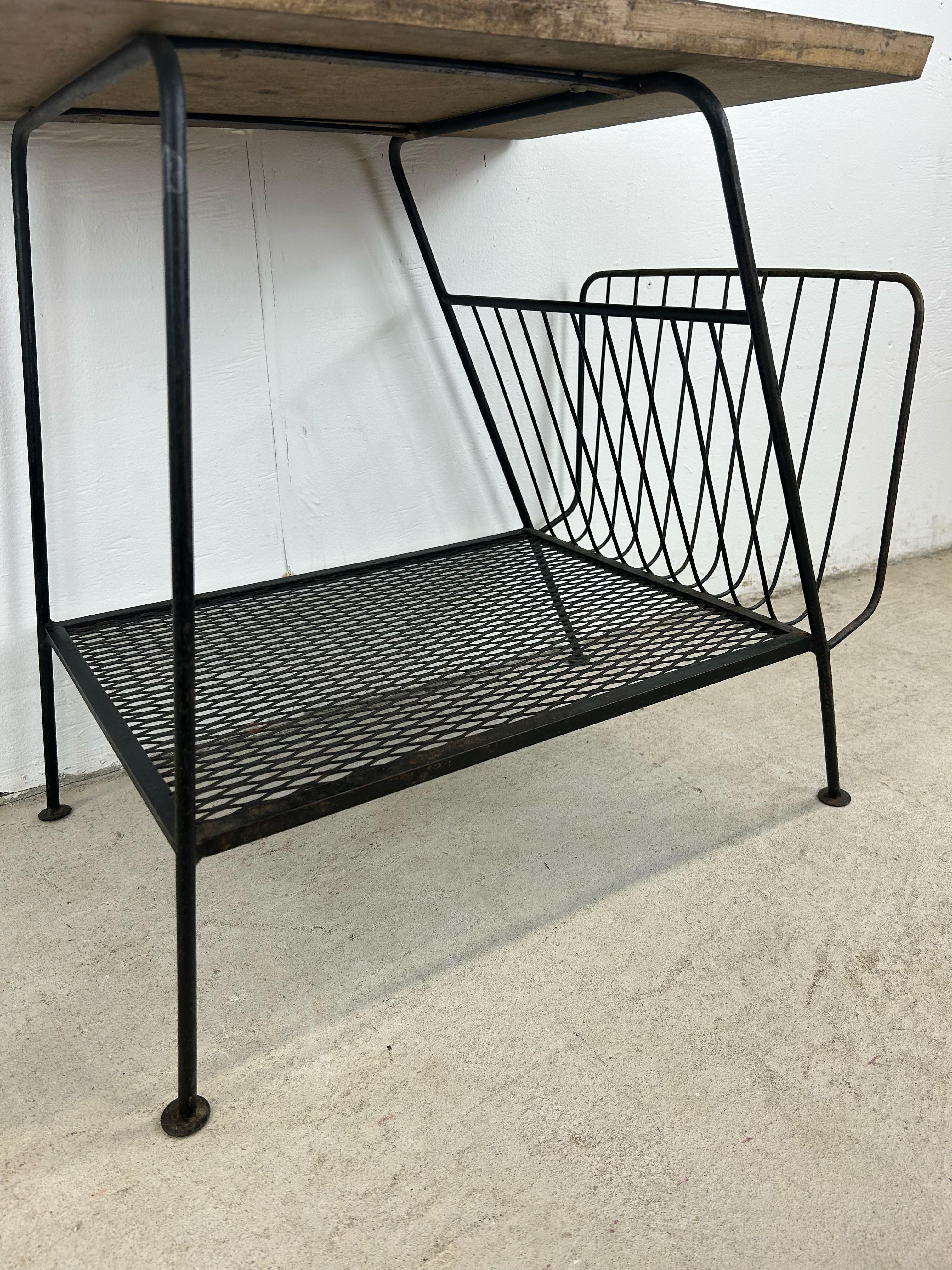 Mid Century Modern End Table with Magazine Rack Base 8