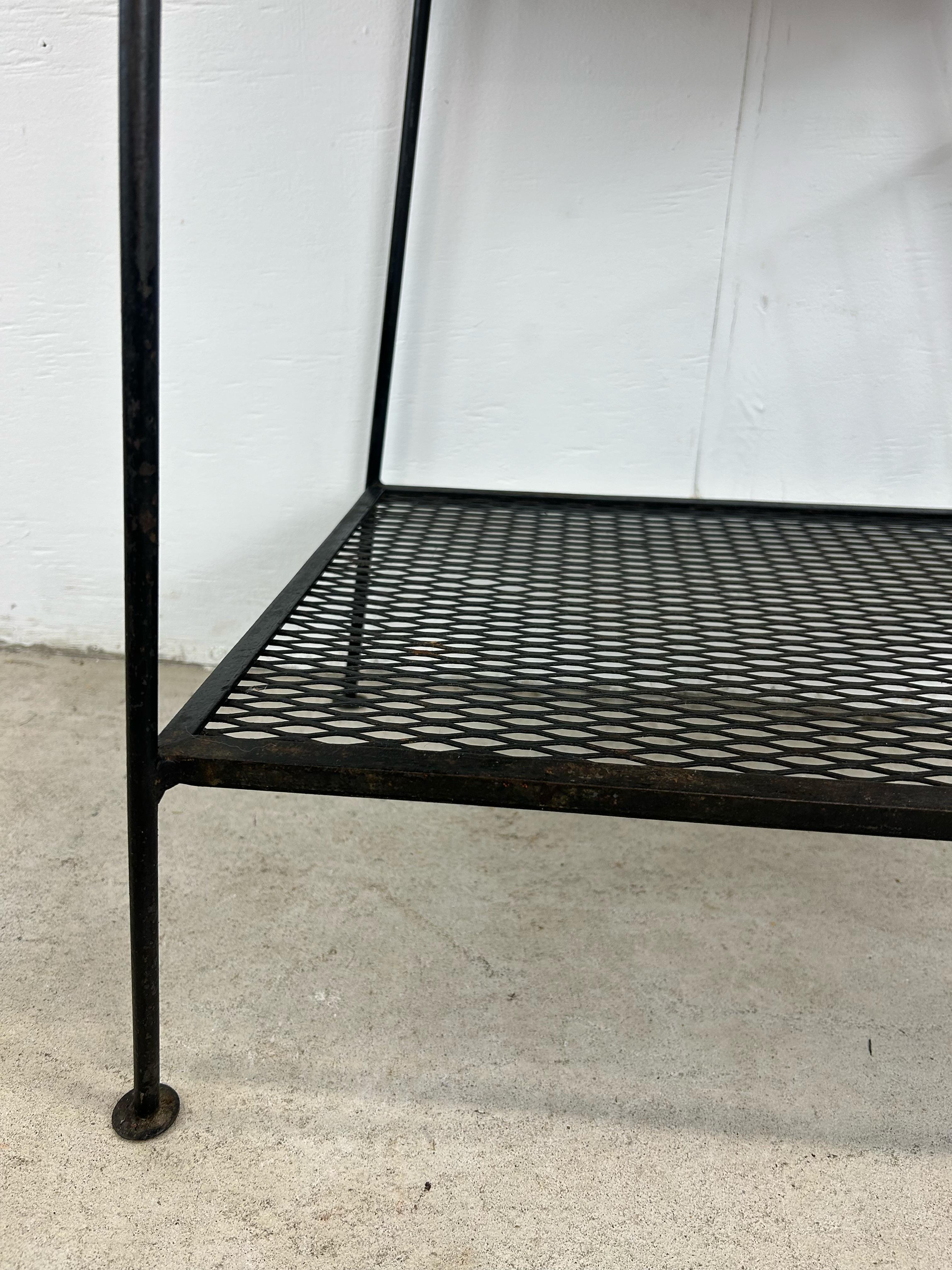 Mid Century Modern End Table with Magazine Rack Base 10
