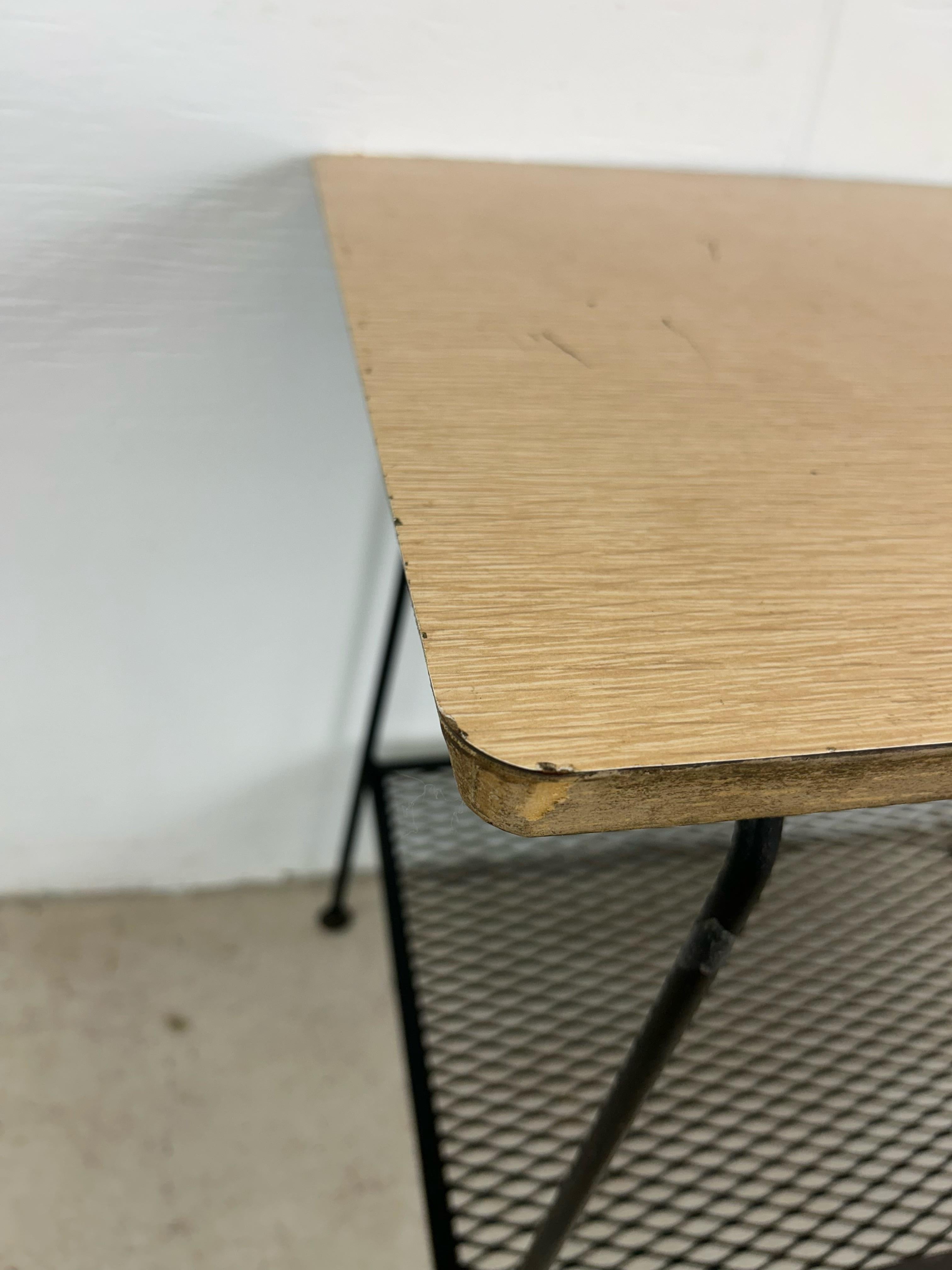 Mid Century Modern End Table with Magazine Rack Base 13