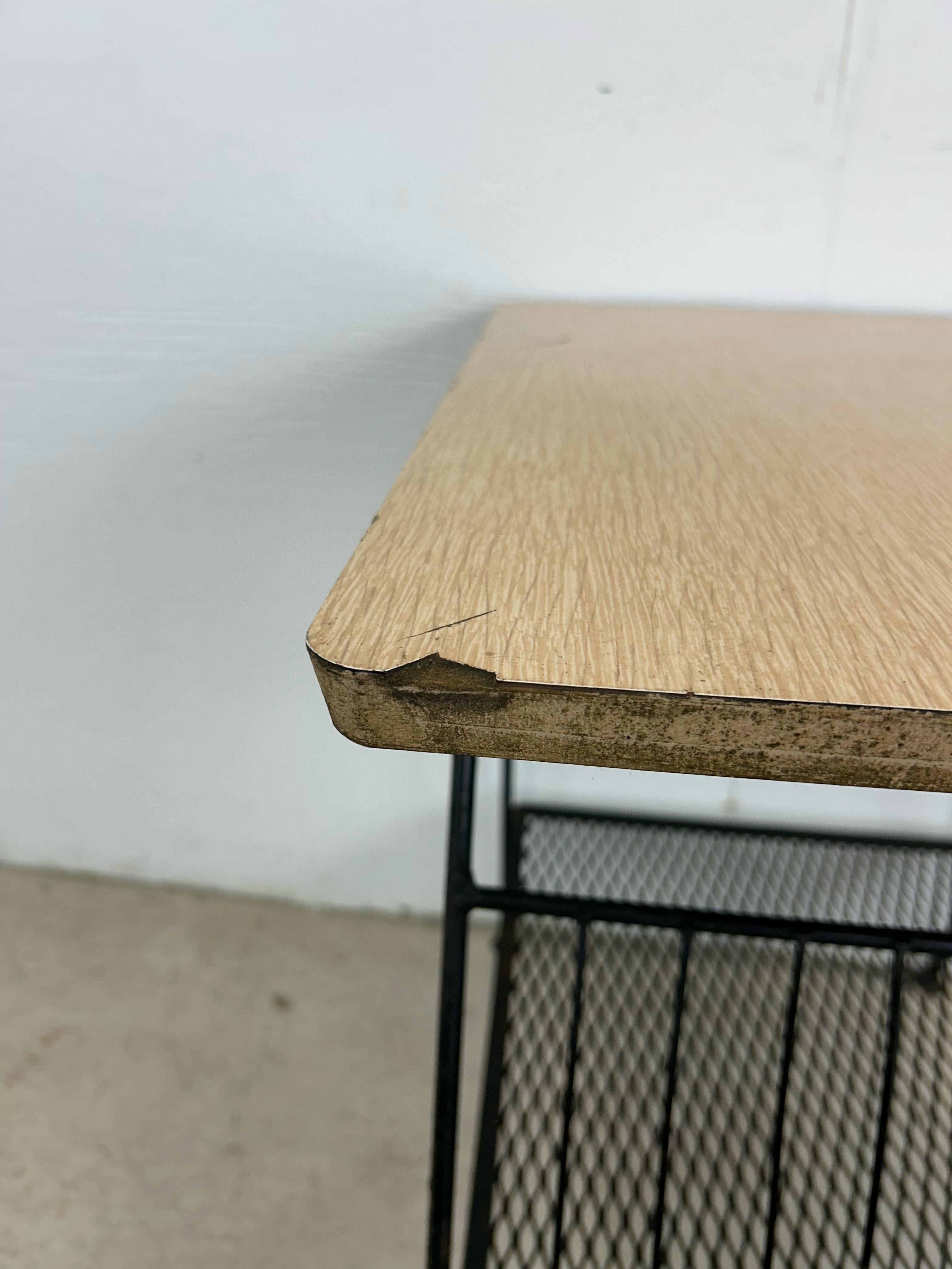 20th Century Mid Century Modern End Table with Magazine Rack Base