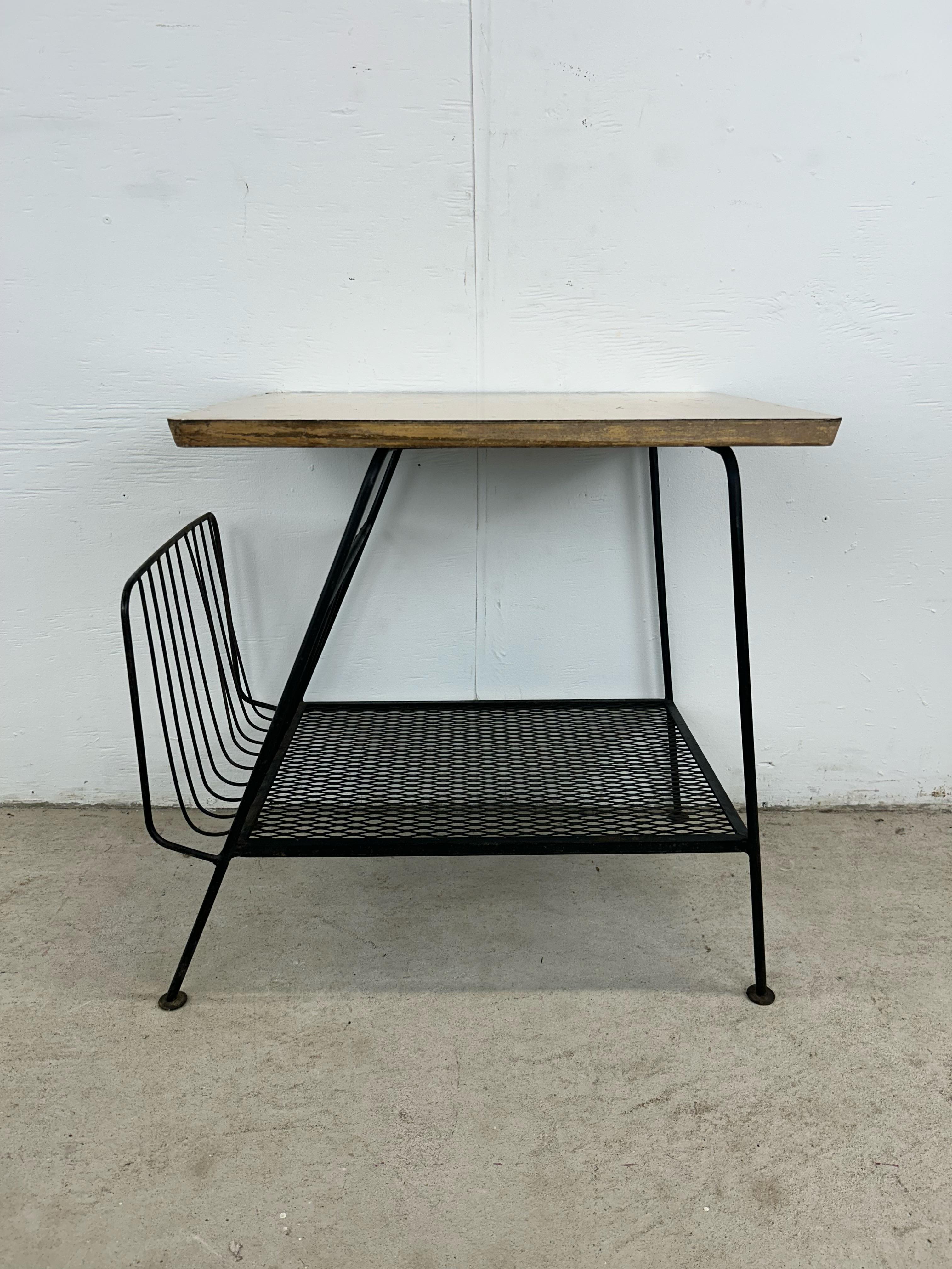 Mid Century Modern End Table with Magazine Rack Base 2