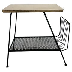 Mid Century Modern End Table with Magazine Rack Base