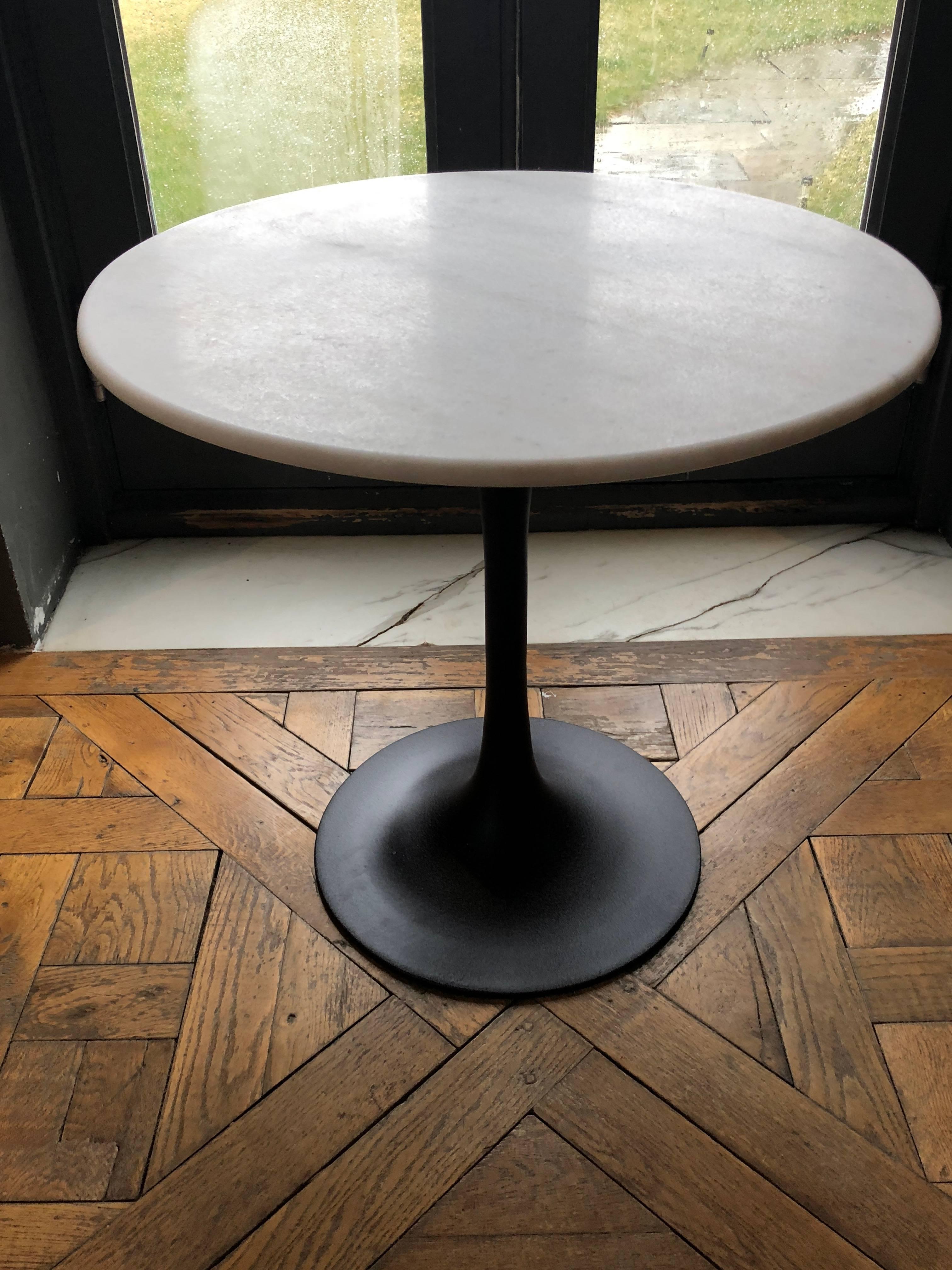 Cast Mid-Century Modern End Table with Marble Top