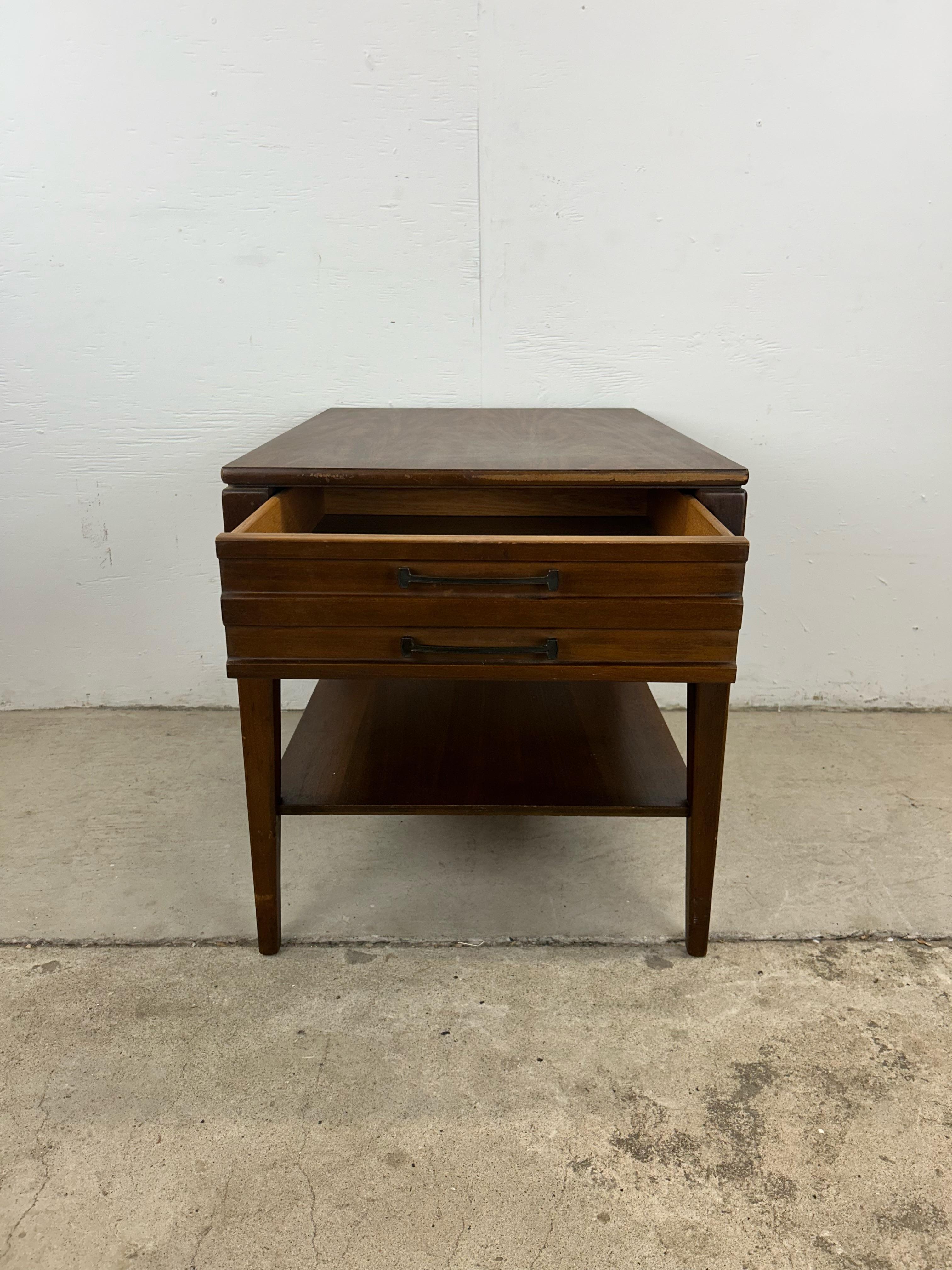 Mid Century Modern End Table with Single Drawer by Mersman For Sale 3