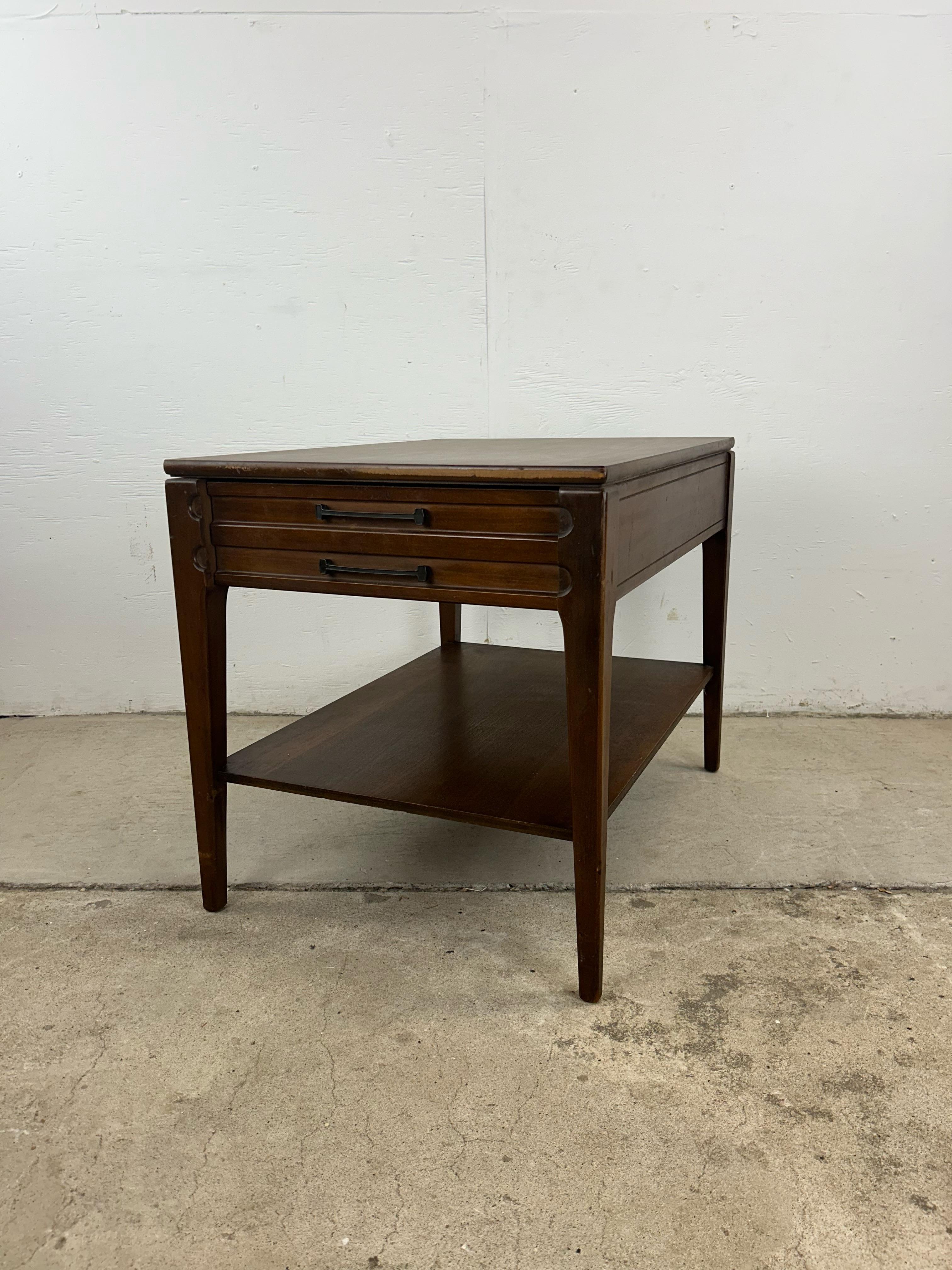 Mid Century Modern End Table with Single Drawer by Mersman For Sale 6