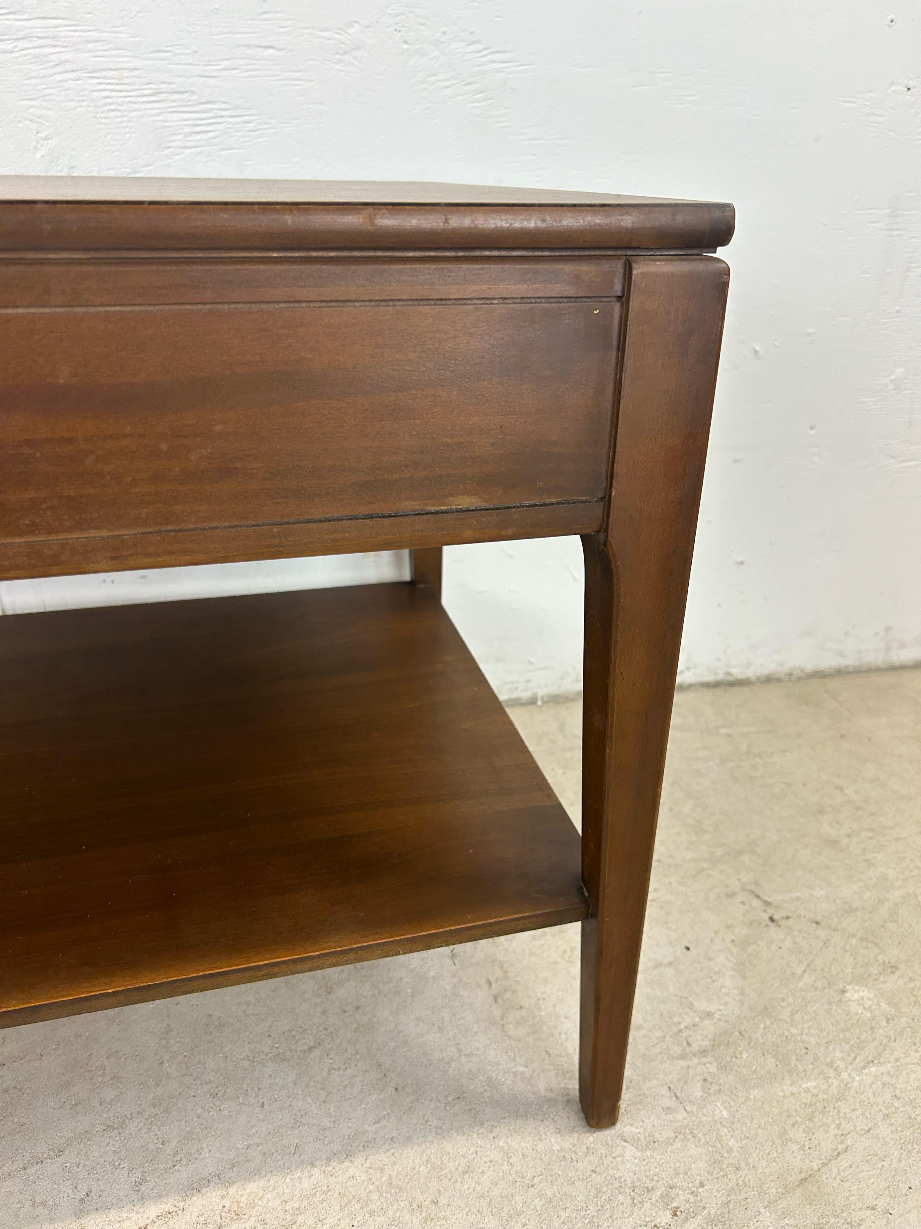 Mid Century Modern End Table with Single Drawer by Mersman For Sale 9