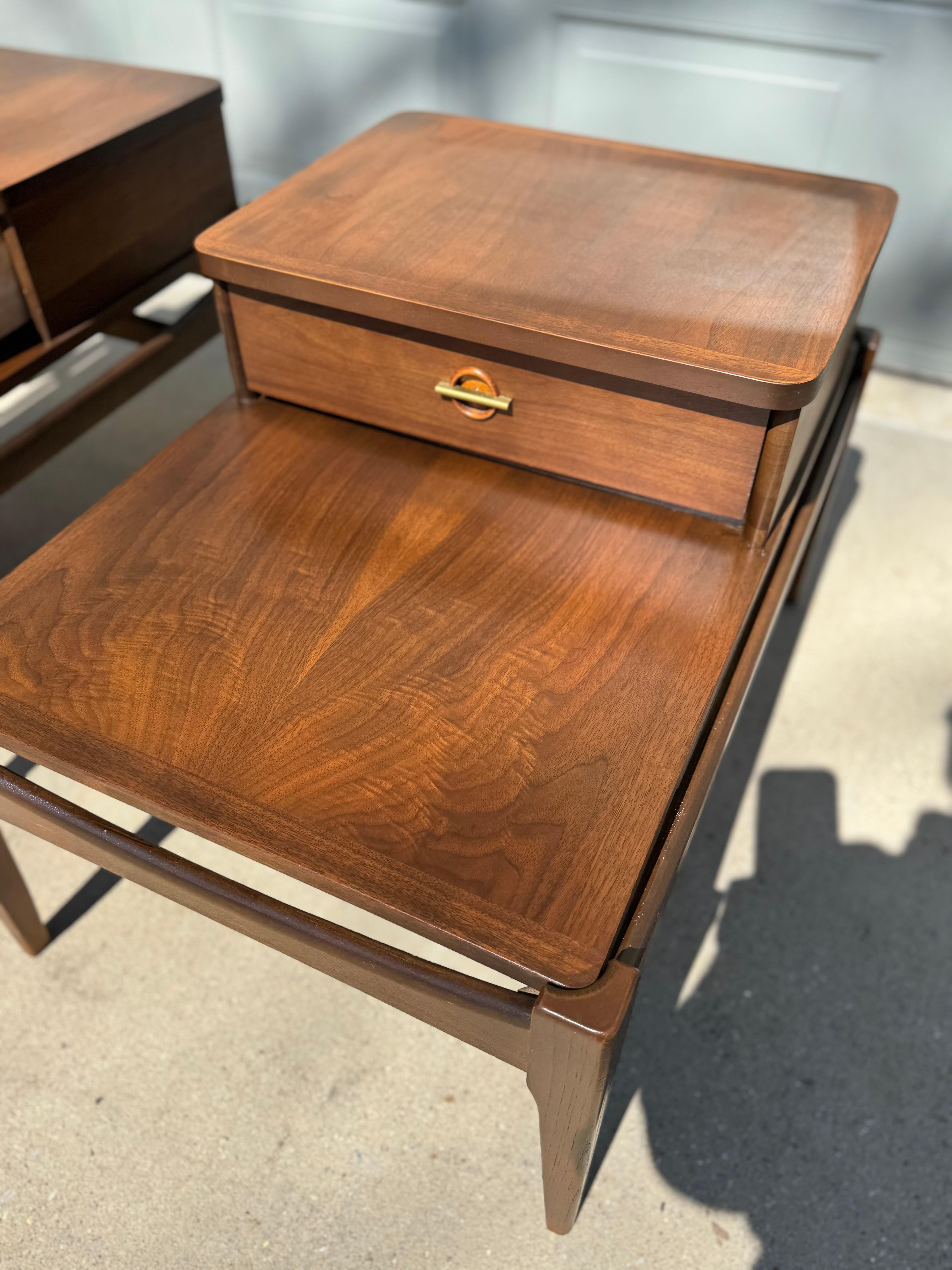 Walnut Mid Century Modern End Tables by Bassett