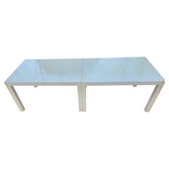 Mid-Century Modern End Tables / Cocktail Table White Lacquered Parsons Style