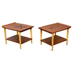 Mid-Century Modern End Tables with Rosewood Inlay by Lane Furniture