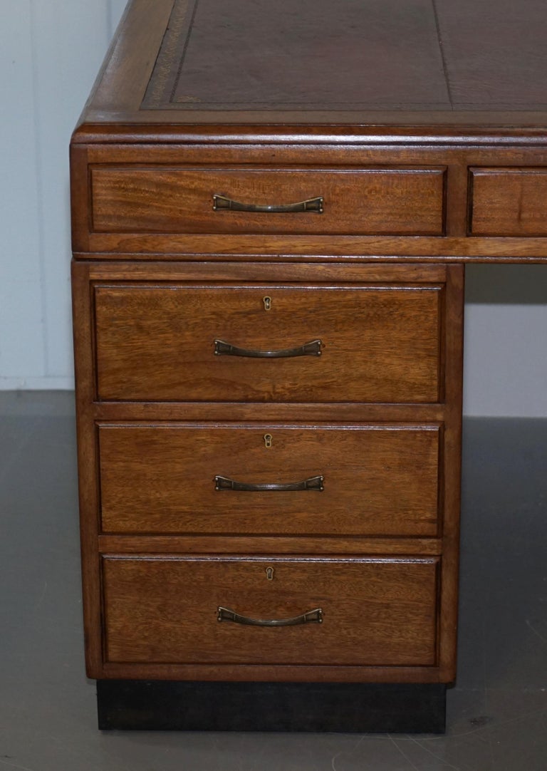 MidCentury Modern English Oak Double Sided Partner Writing Desk