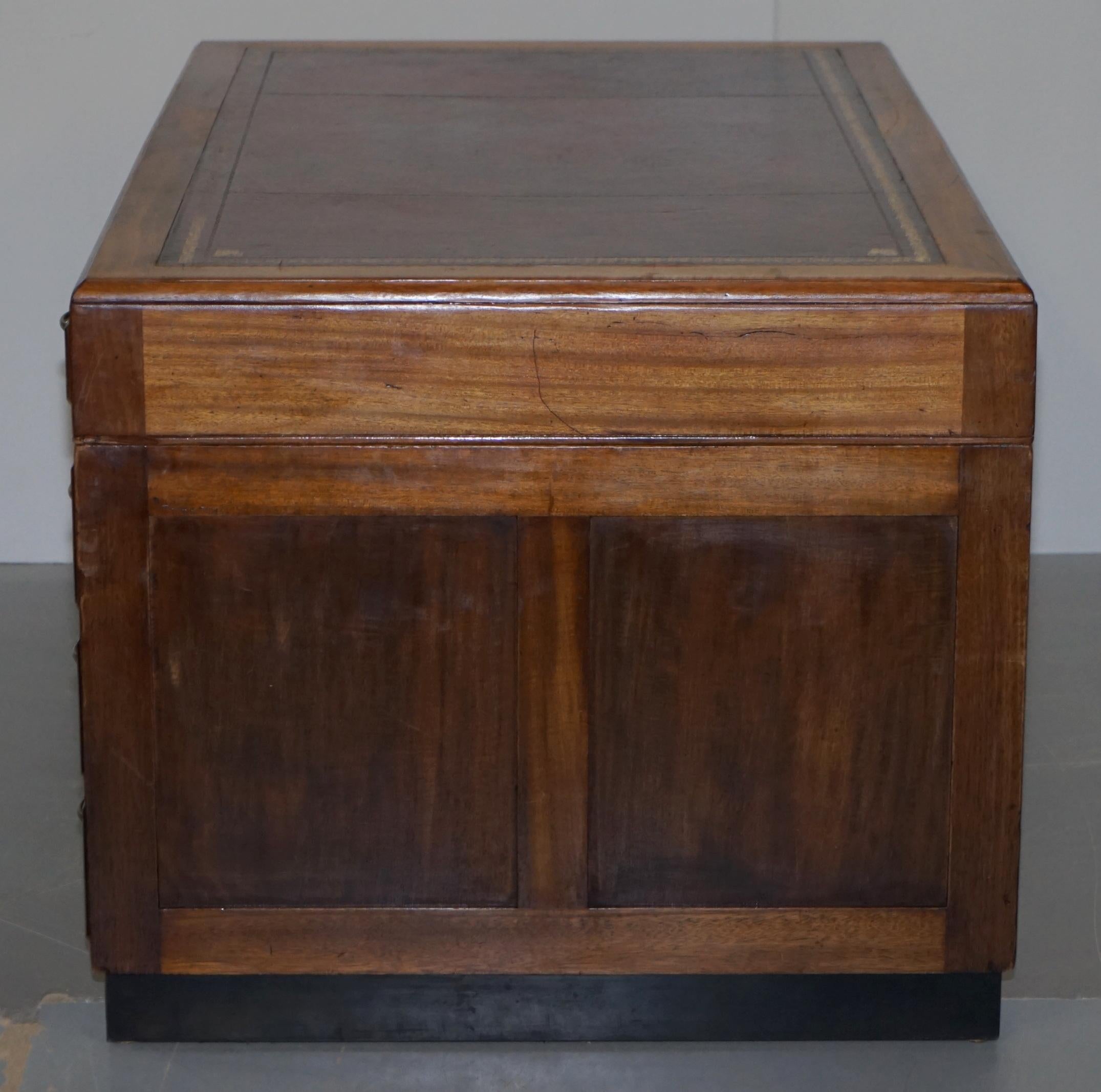 Mid-Century Modern English Oak Double Sided Partner Writing Desk Oxblood Leather 3