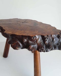 Mid-Century Modern English Root Wood Table on Tripod Legs