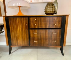 Mid-Century Modern English Zebra Wood Buffet Commode