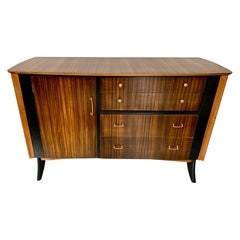 Mid-Century Modern English Zebra Wood Buffet Commode