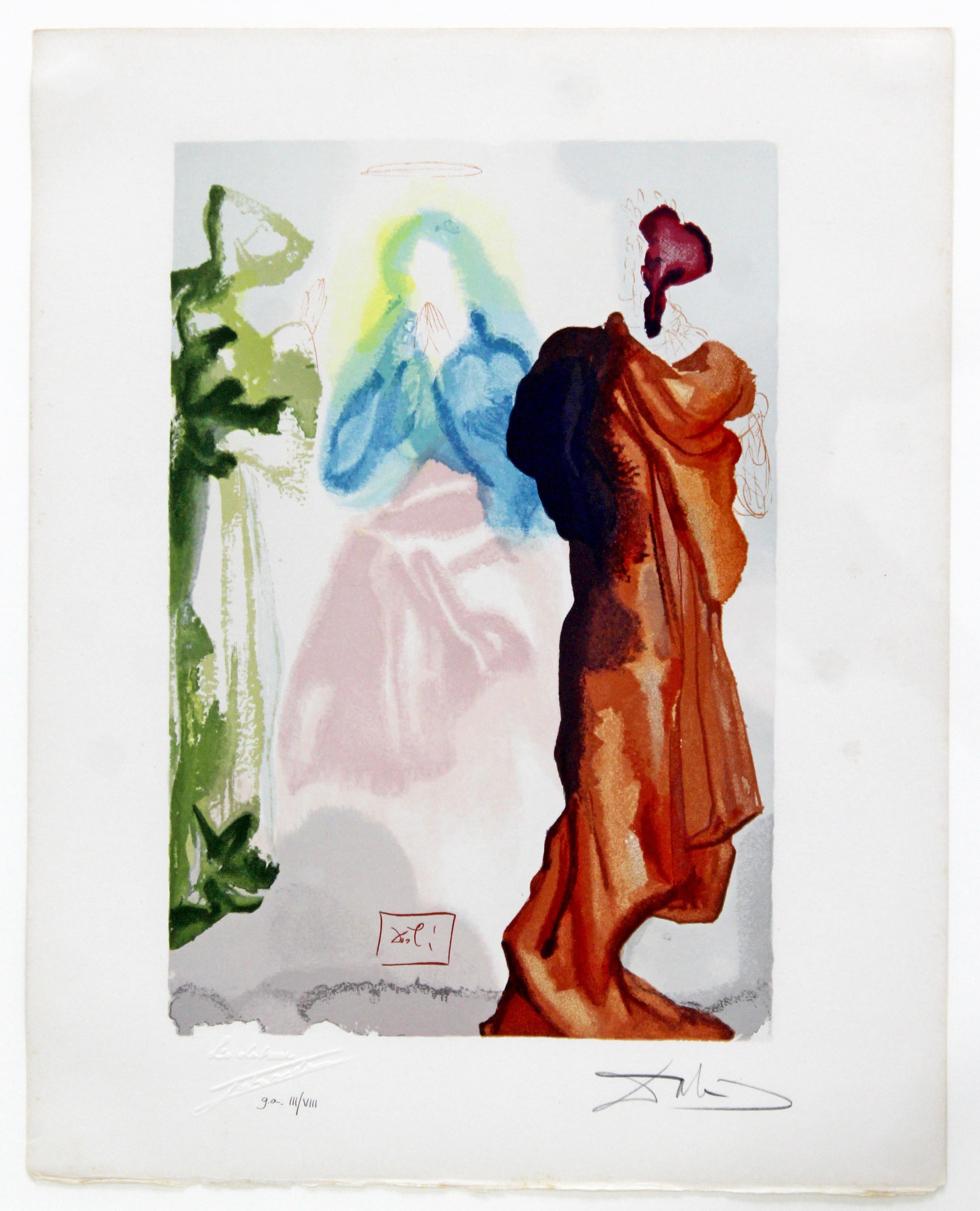 Mid-Century Modern Engraving Dante's Divine Comedy Numbered Signed Dali 1970s In Excellent Condition In Keego Harbor, MI