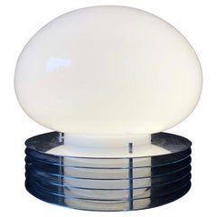 Mid-Century Modern Enrico Tronconi Glass Table Lamp Chrome Base Italy 1960s