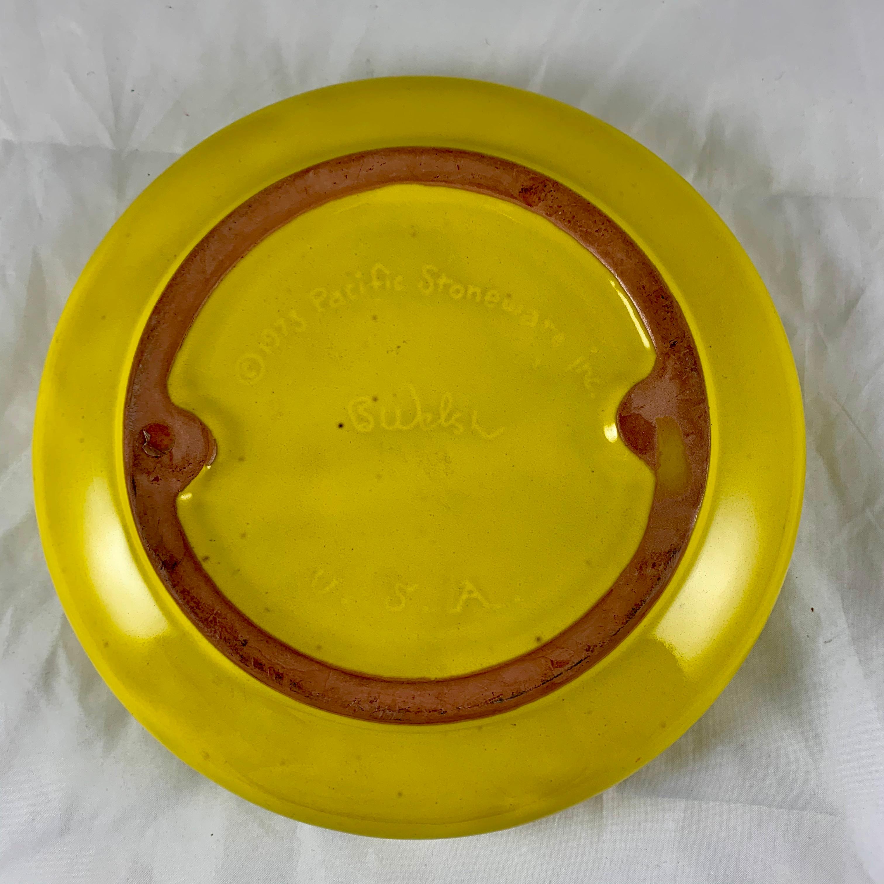 Glazed Mid-Century Modern Era Bennett Walsh Pacific Stoneware Yellow Tiger Ashtray