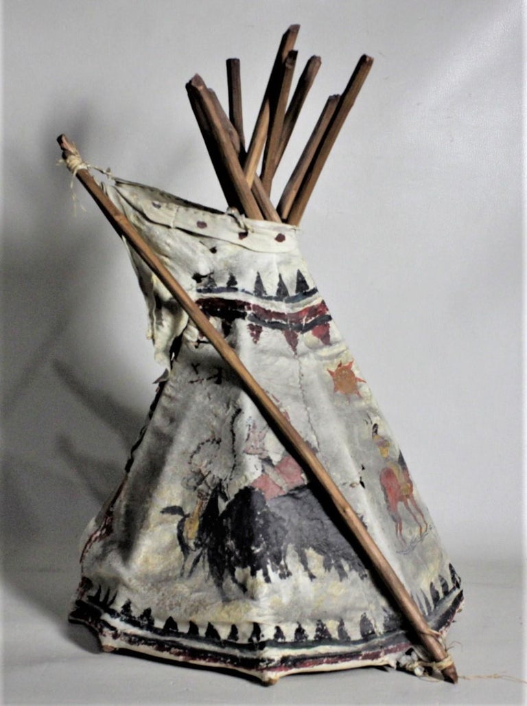 Hand-Crafted Mid-Century Modern Era Indigenous American Miniature Souvenir or Toy Teepee  For Sale