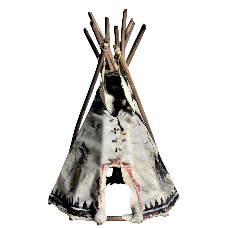 Mid-Century Modern Era Indigenous American Miniature Souvenir or Toy Teepee  For Sale