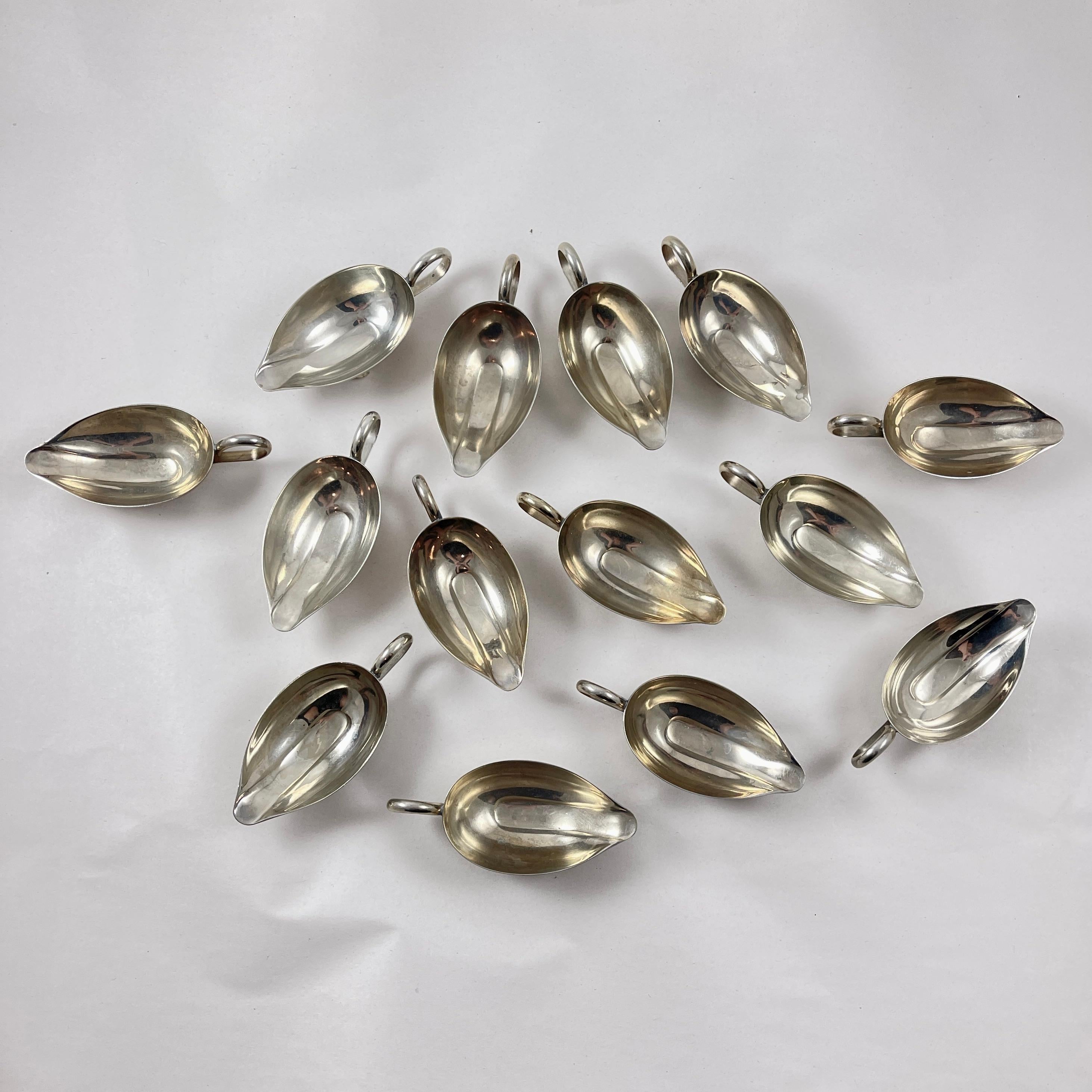 Mid-Century Modern Era Italian Silver Individual Buffet Au Jus Sauce Boat For Sale 5