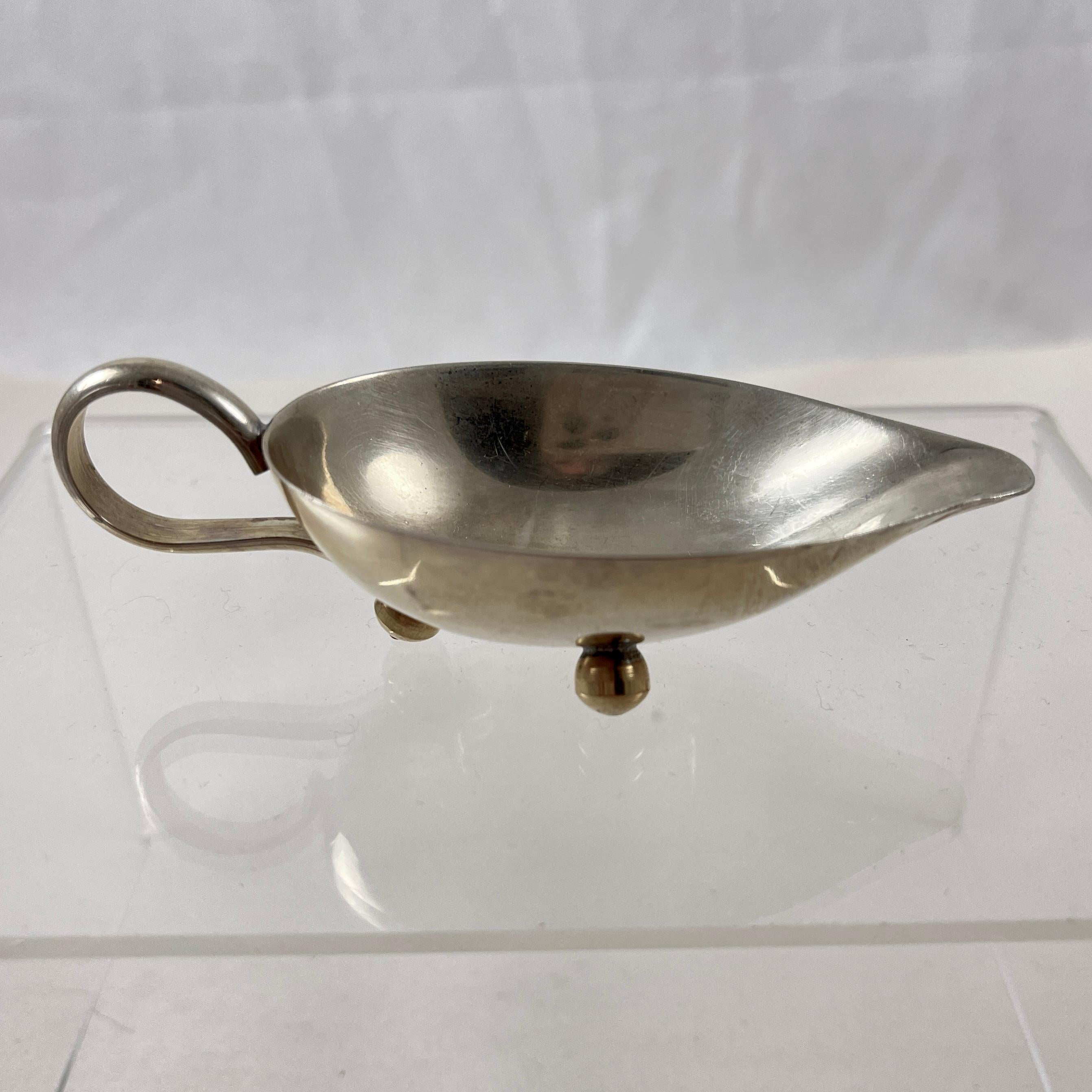 20th Century Mid-Century Modern Era Italian Silver Individual Buffet Au Jus Sauce Boat For Sale