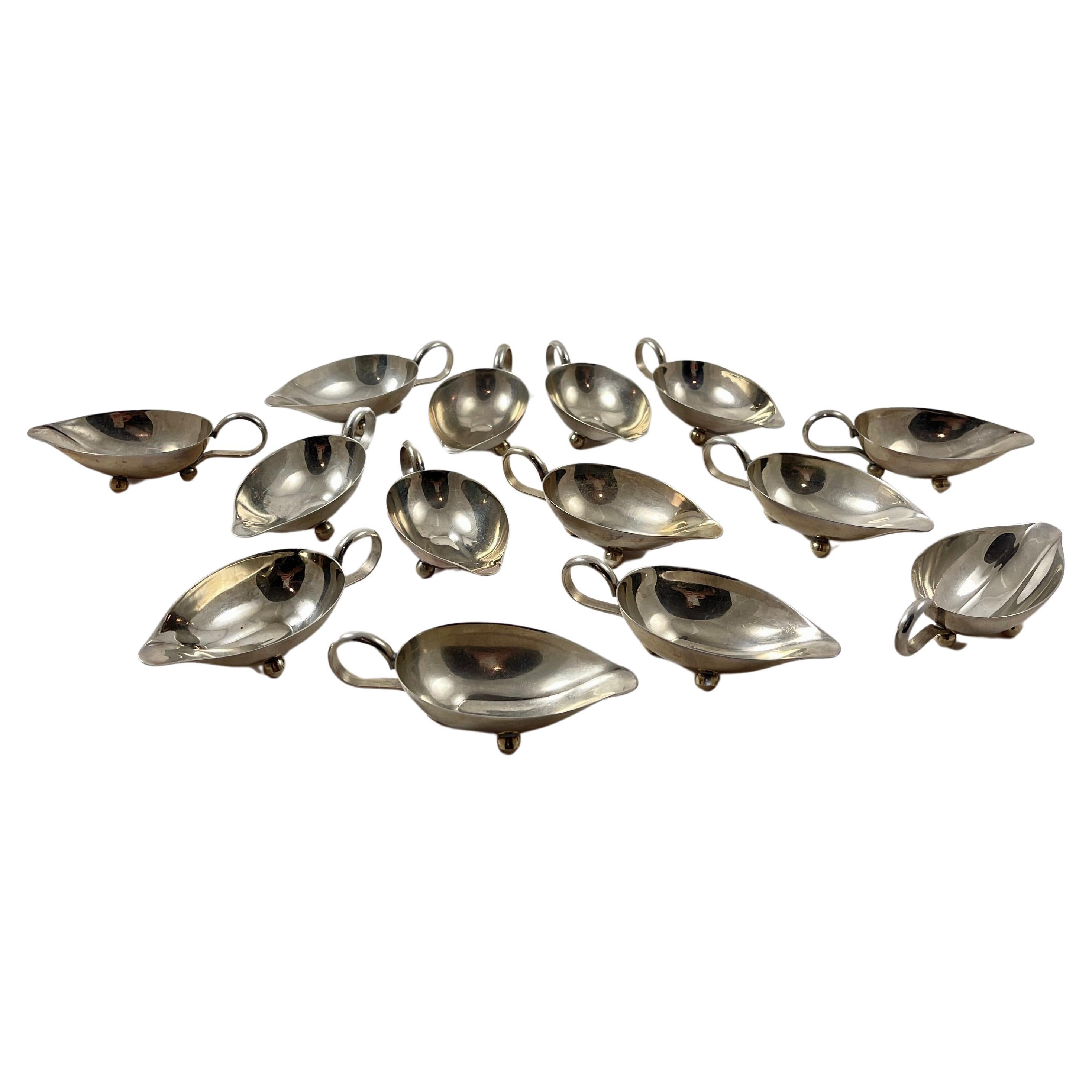 Mid-Century Modern Era Italian Silver Individual Buffet Au Jus Sauce Boat For Sale