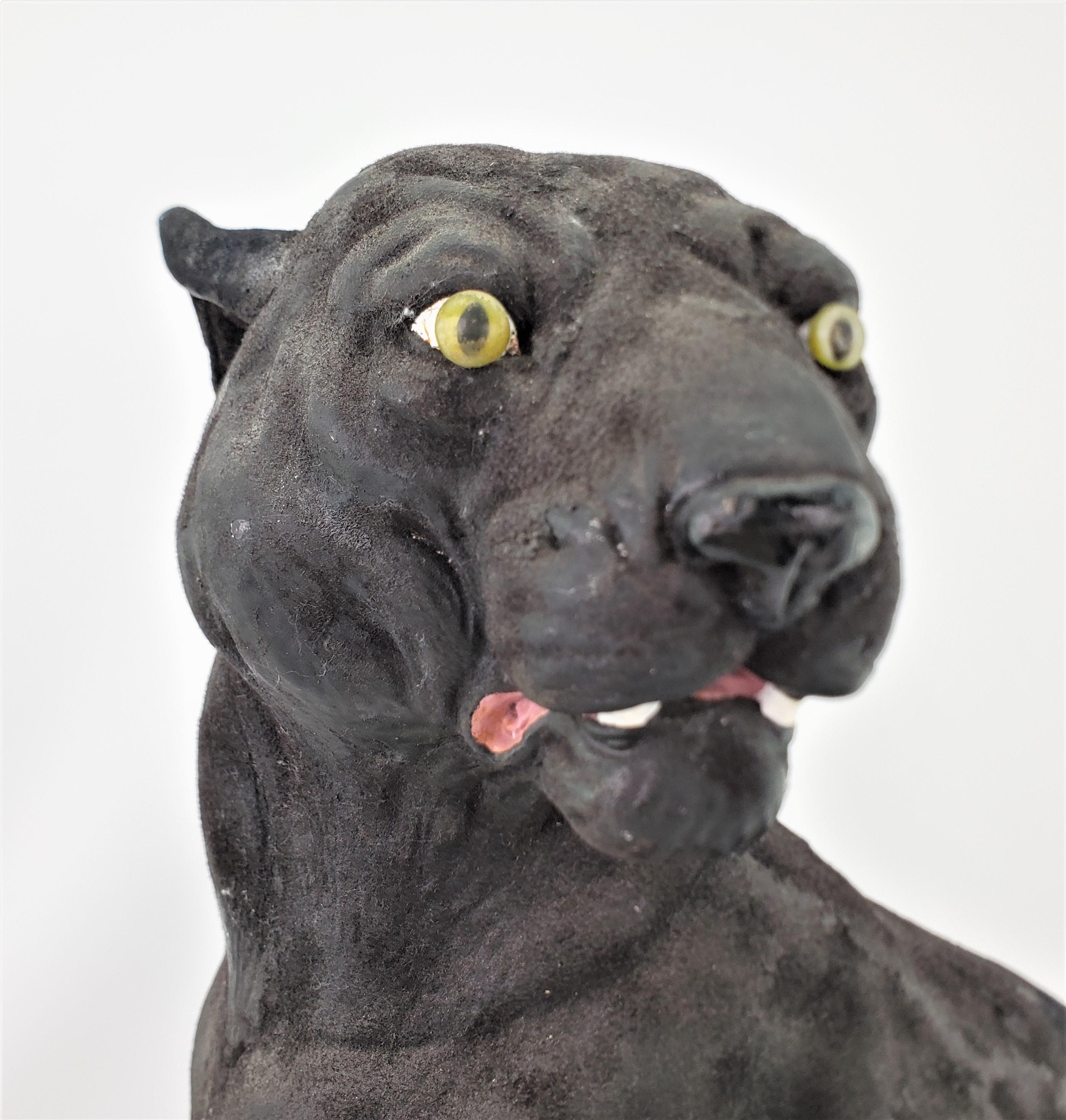 20th Century Mid-Century Modern Era Large Cast Plaster Seated Black Panther Sculpture For Sale