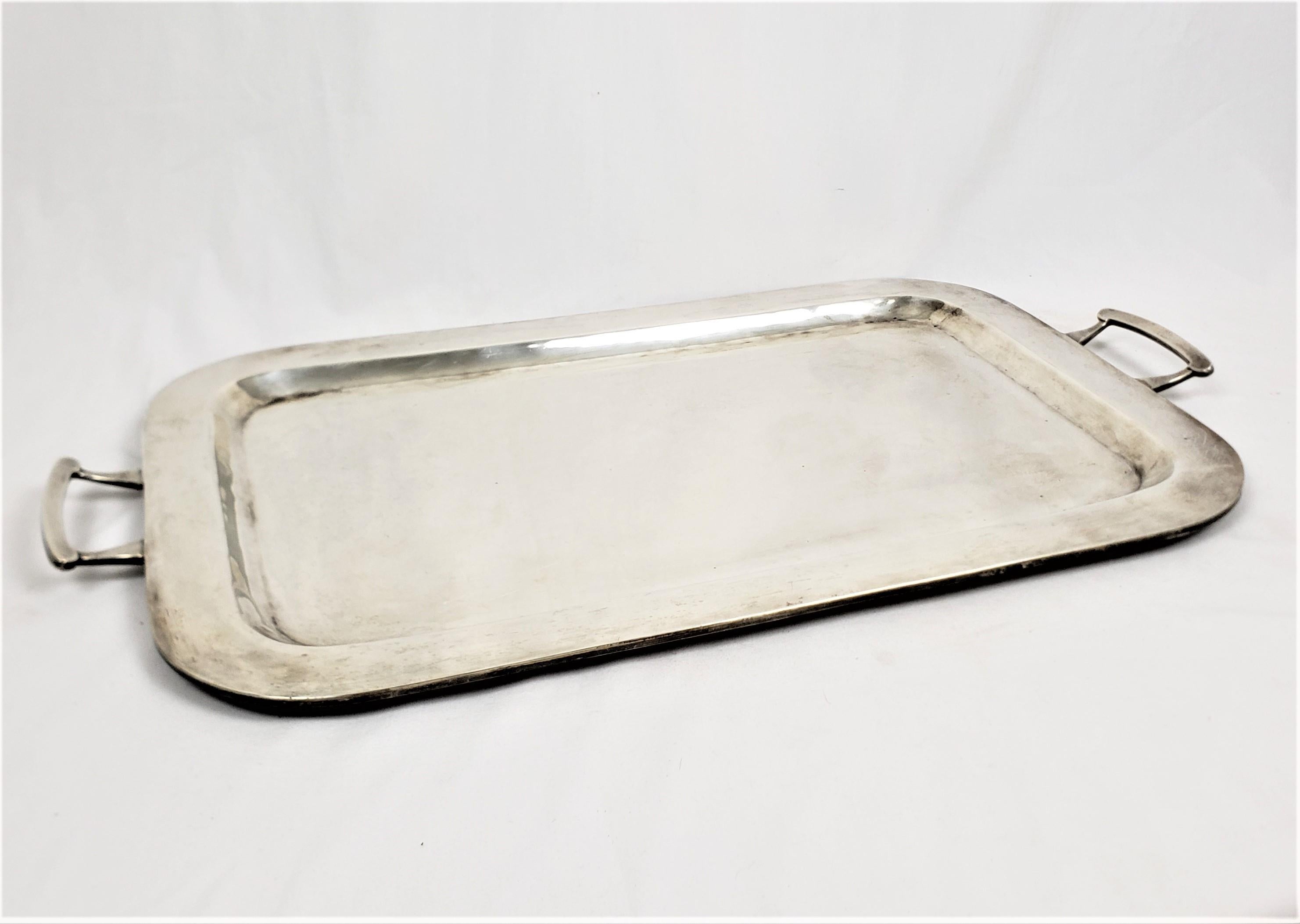 Hand-Crafted Mid-Century Modern Era Mexican Sterling Silver Handled Serving Tray