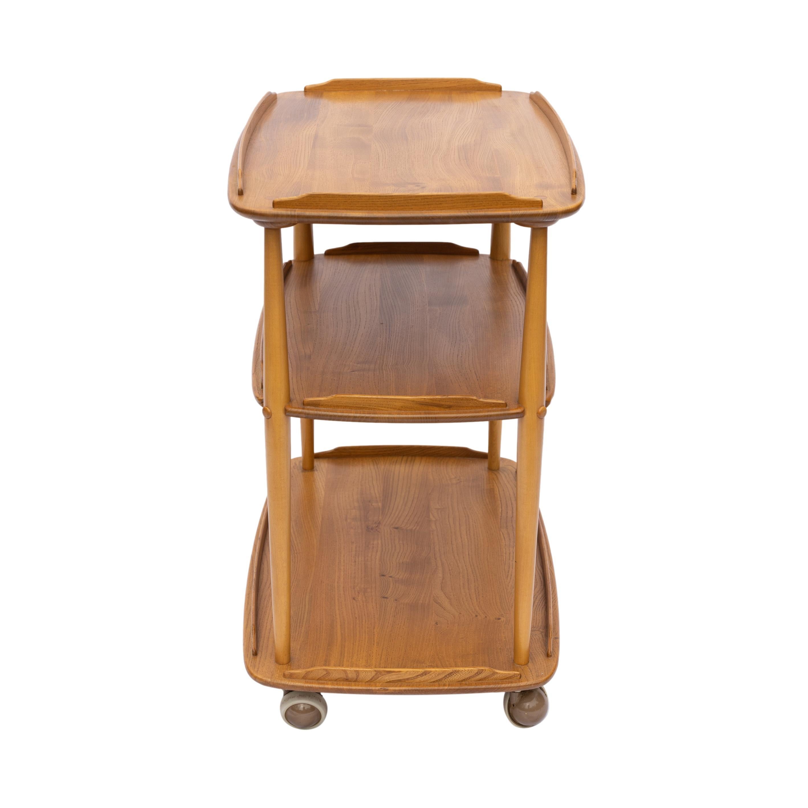Mid-Century Modern Ercol Elm and Beech Bar Cart Designed by Lucian Ercolani For Sale 4