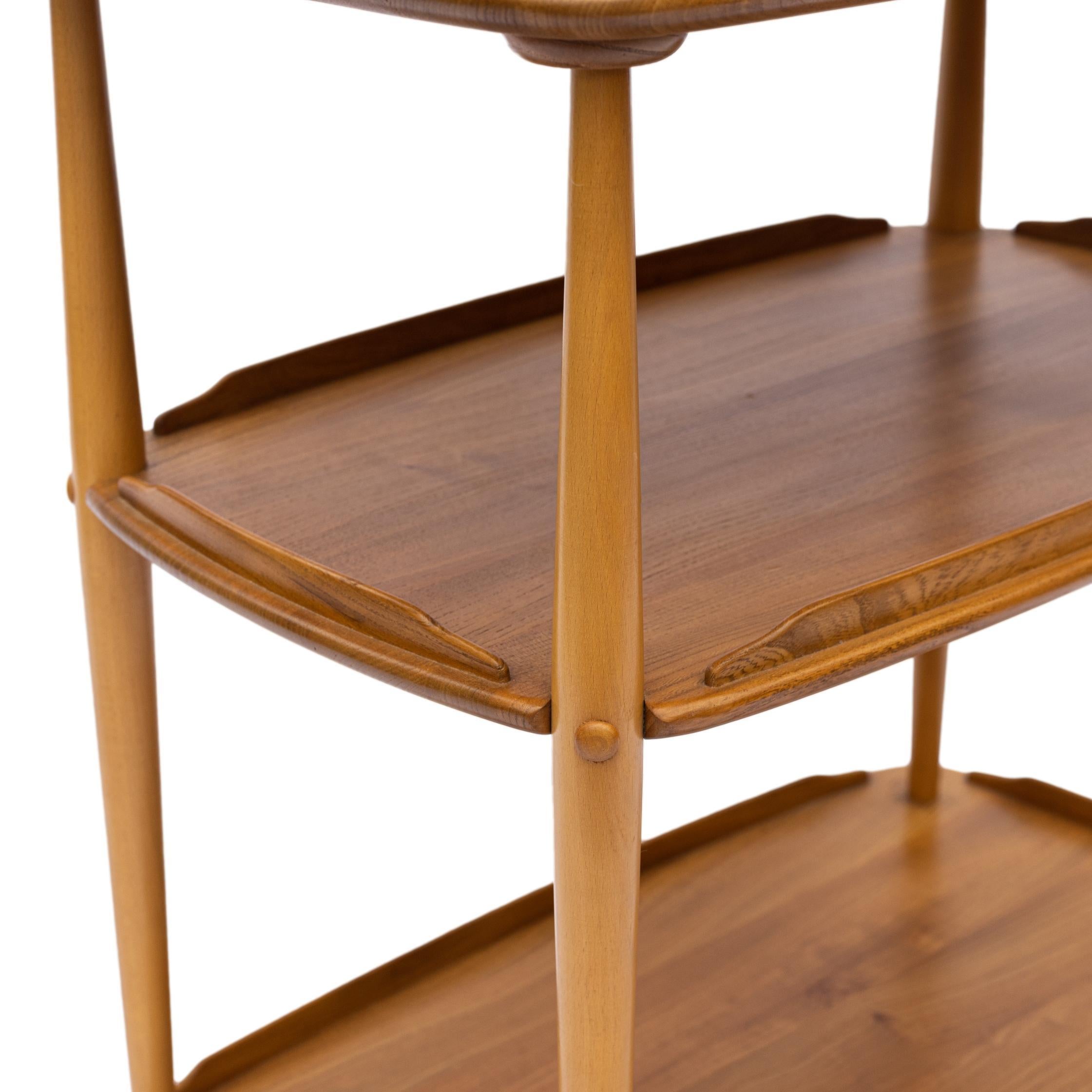 Machine-Made Mid-Century Modern Ercol Elm and Beech Bar Cart Designed by Lucian Ercolani For Sale