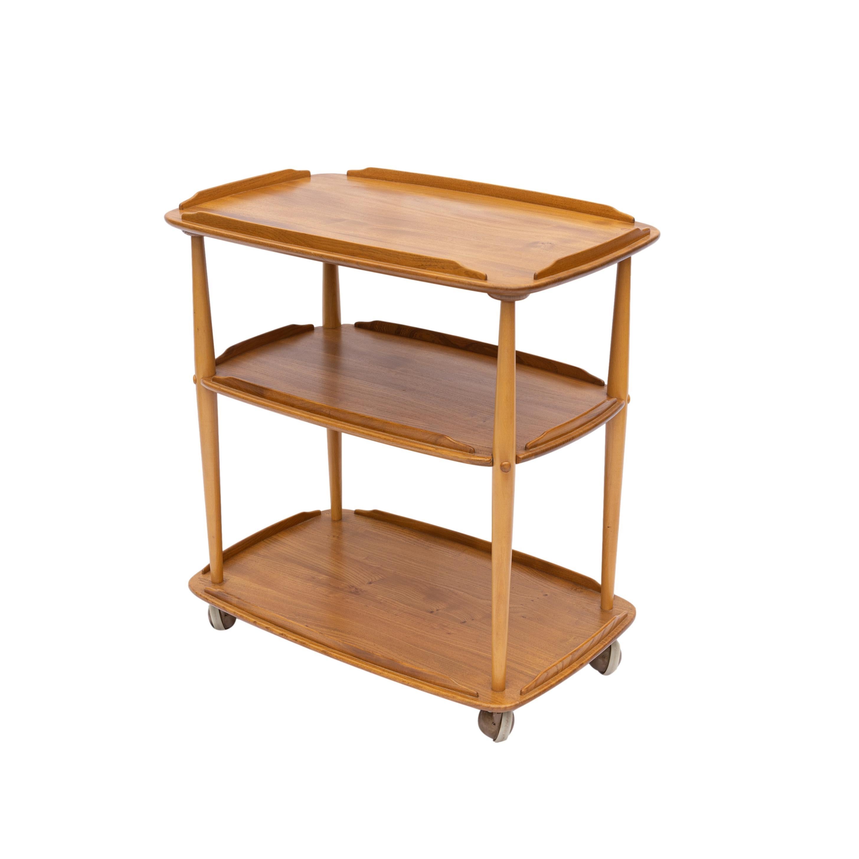20th Century Mid-Century Modern Ercol Elm and Beech Bar Cart Designed by Lucian Ercolani For Sale