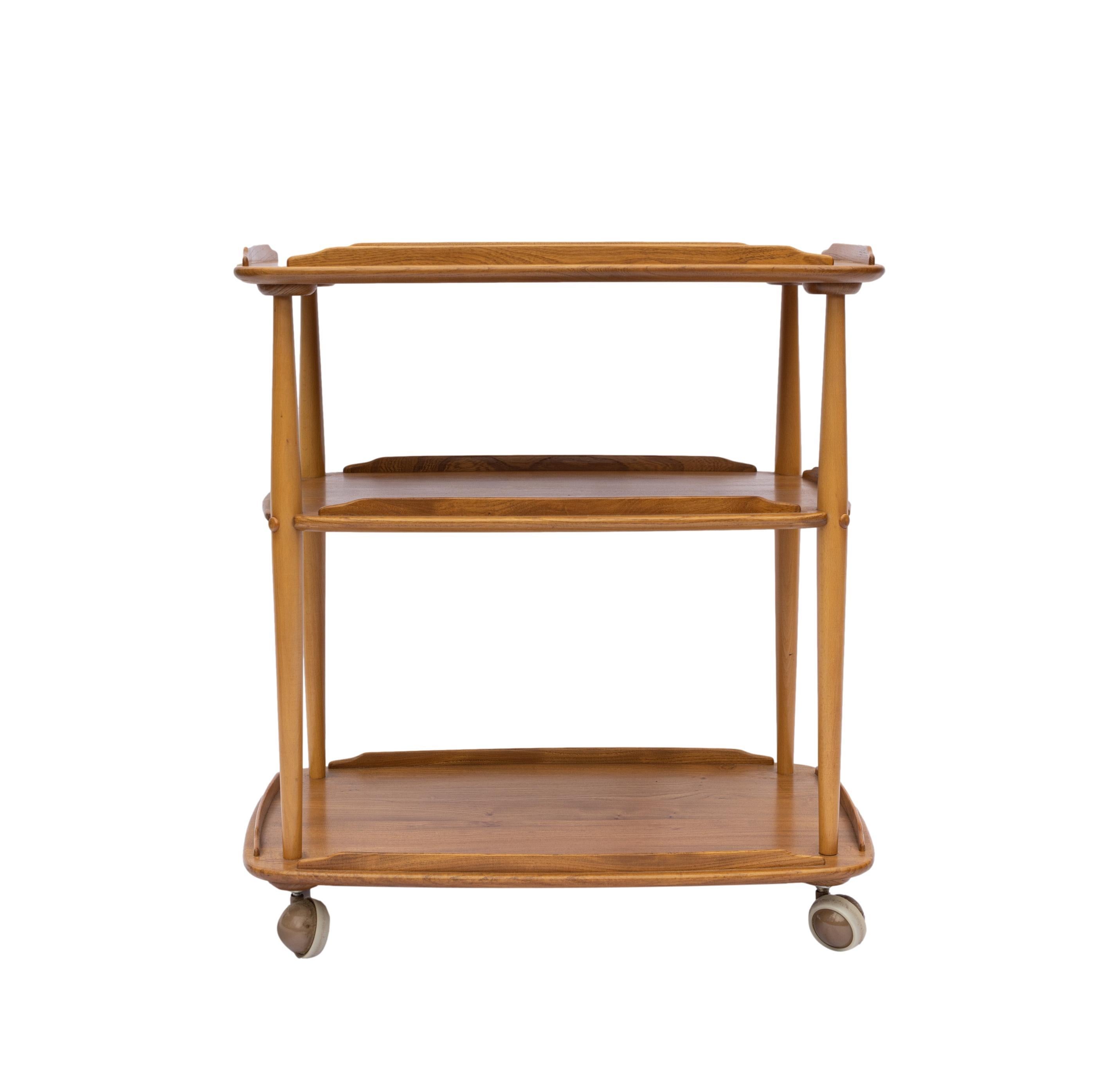 Mid-Century Modern Ercol Elm and Beech Bar Cart Designed by Lucian Ercolani For Sale 1