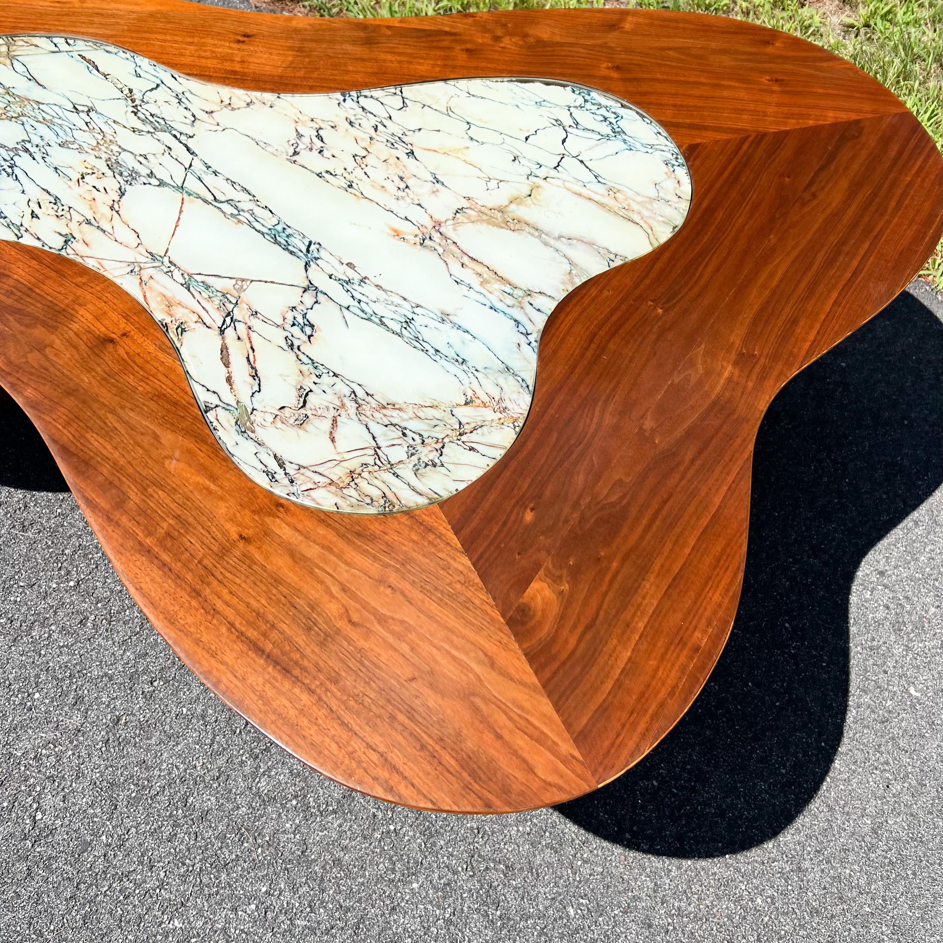 Mid-Century Modern Erno Fabry Biomorphic Coffee Table Walnut/Glass Coffee Table 11