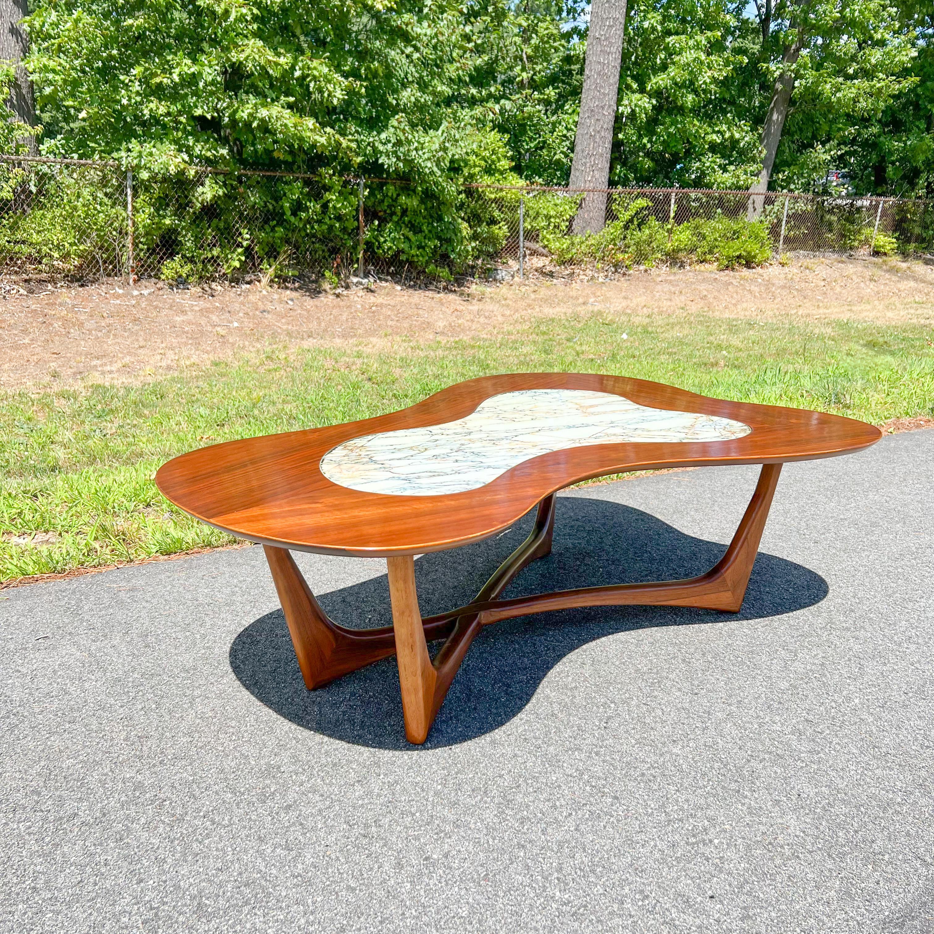 Mid-Century Modern Erno Fabry Biomorphic Coffee Table Walnut/Glass Coffee Table 12
