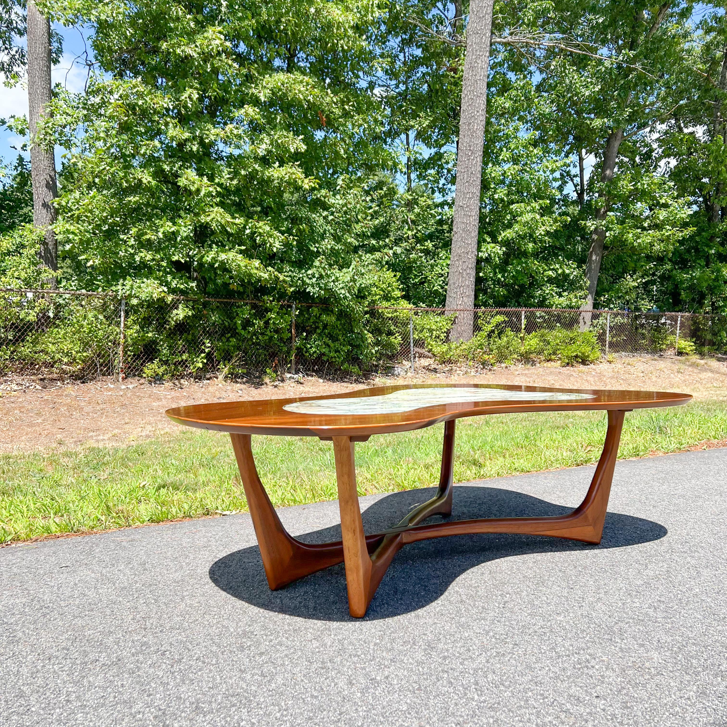 Mid-Century Modern Erno Fabry Biomorphic Coffee Table Walnut/Glass Coffee Table 13