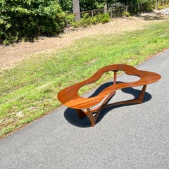 Mid-Century Modern Erno Fabry Biomorphic Coffee Table Walnut/Glass Coffee Table