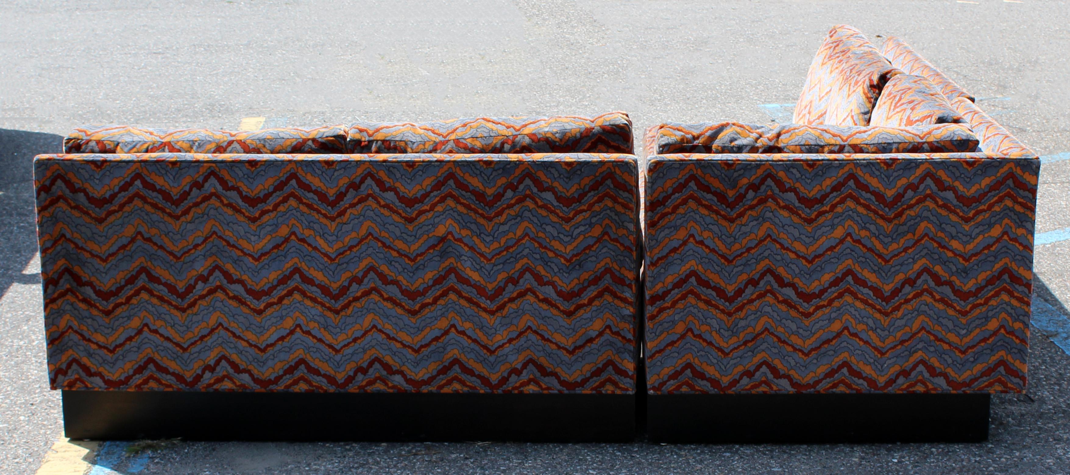 Fabric Mid-Century Modern Erwin Lambeth 3-Piece Plinth Base Sectional Lenor Larsen